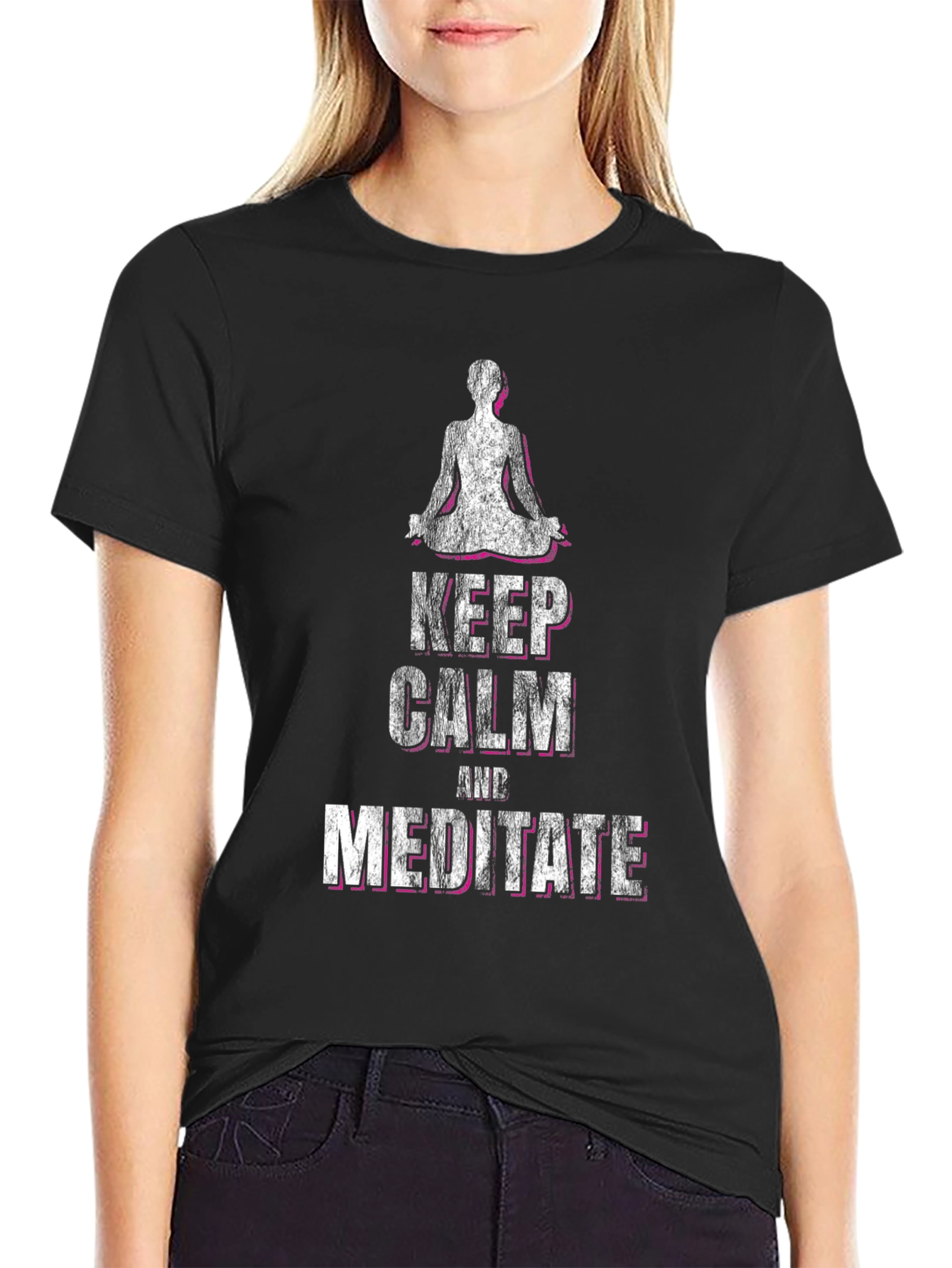 Keep Calm & Meditate Graphic Tee - Black