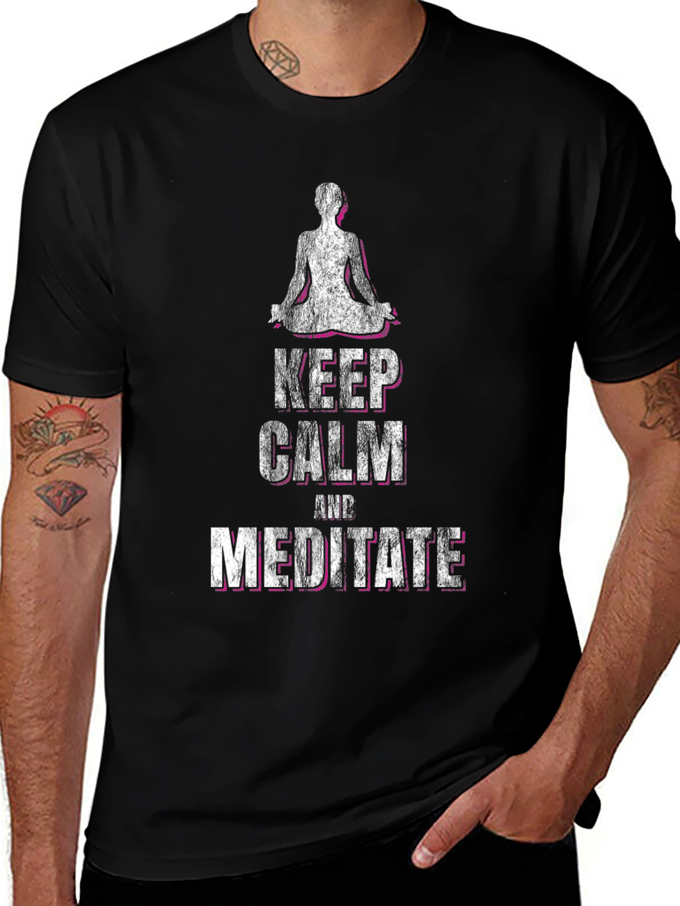 Keep Calm & Meditate Graphic Tee - Black