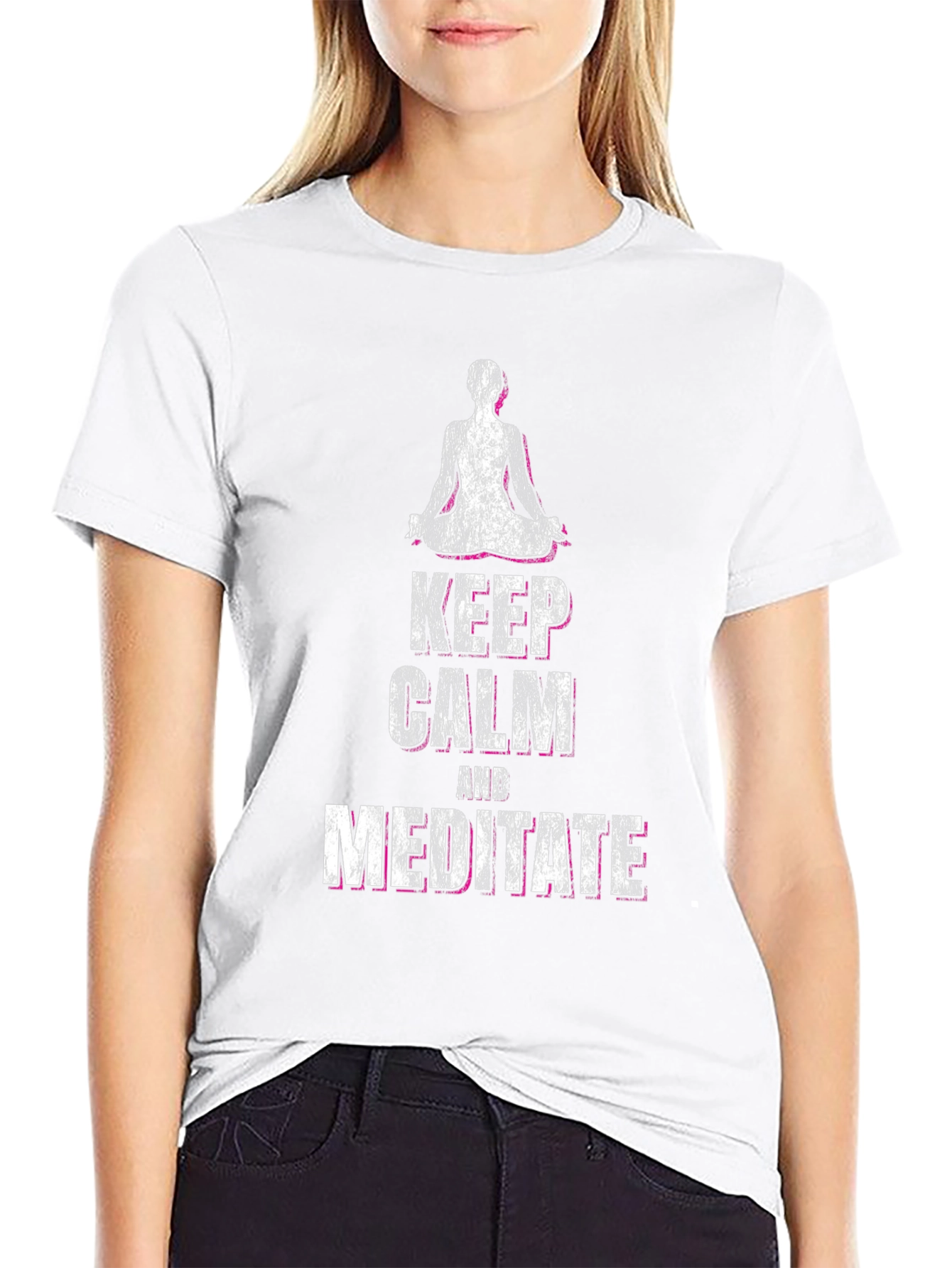 Keep Calm & Meditate Graphic Tee - Black