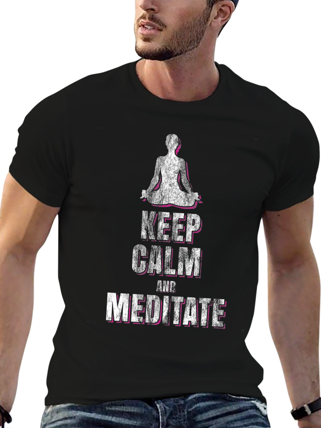 Keep Calm & Meditate Graphic Tee - Black
