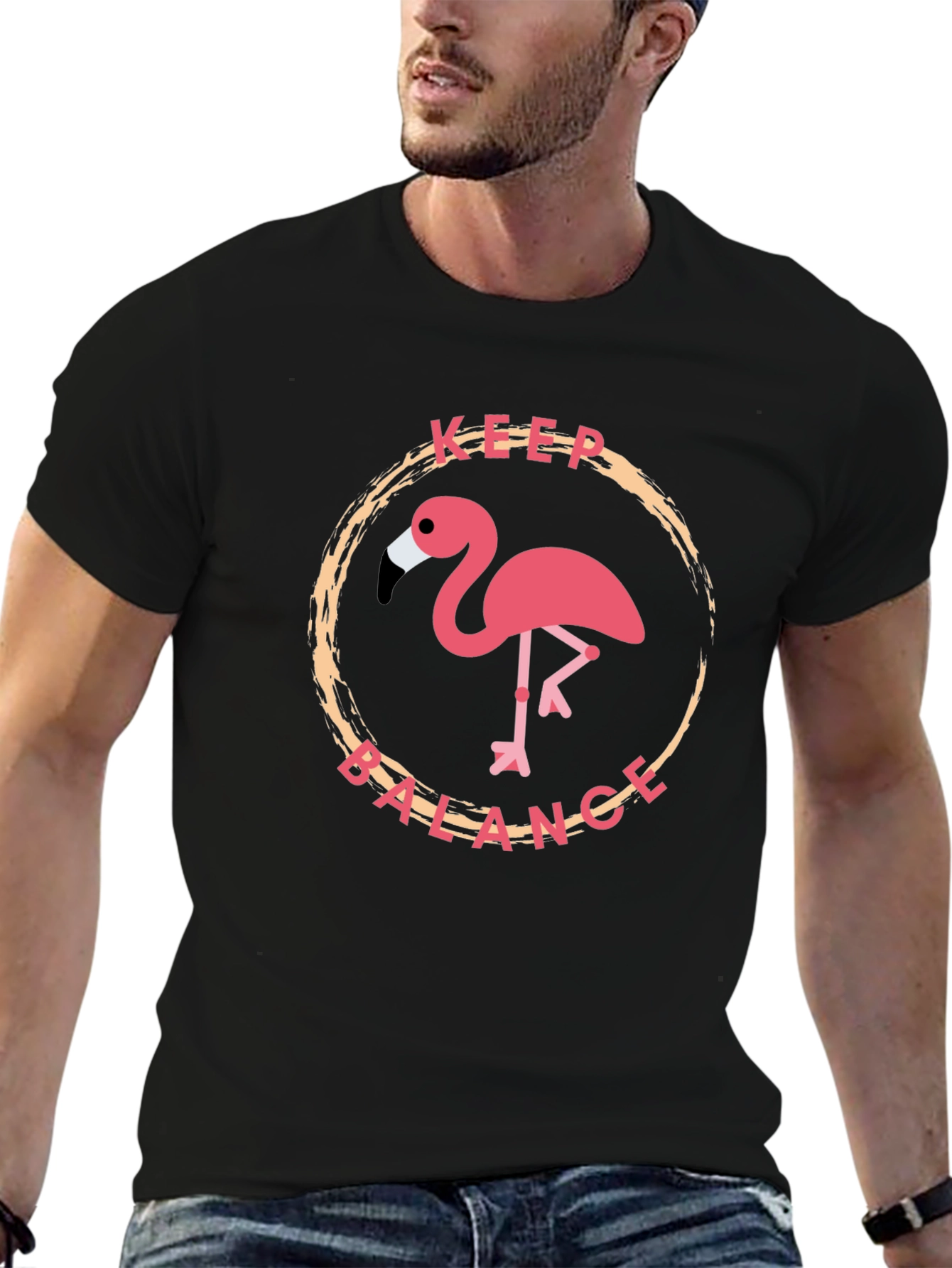 Keep Balance Flamingo Graphic T-Shirt