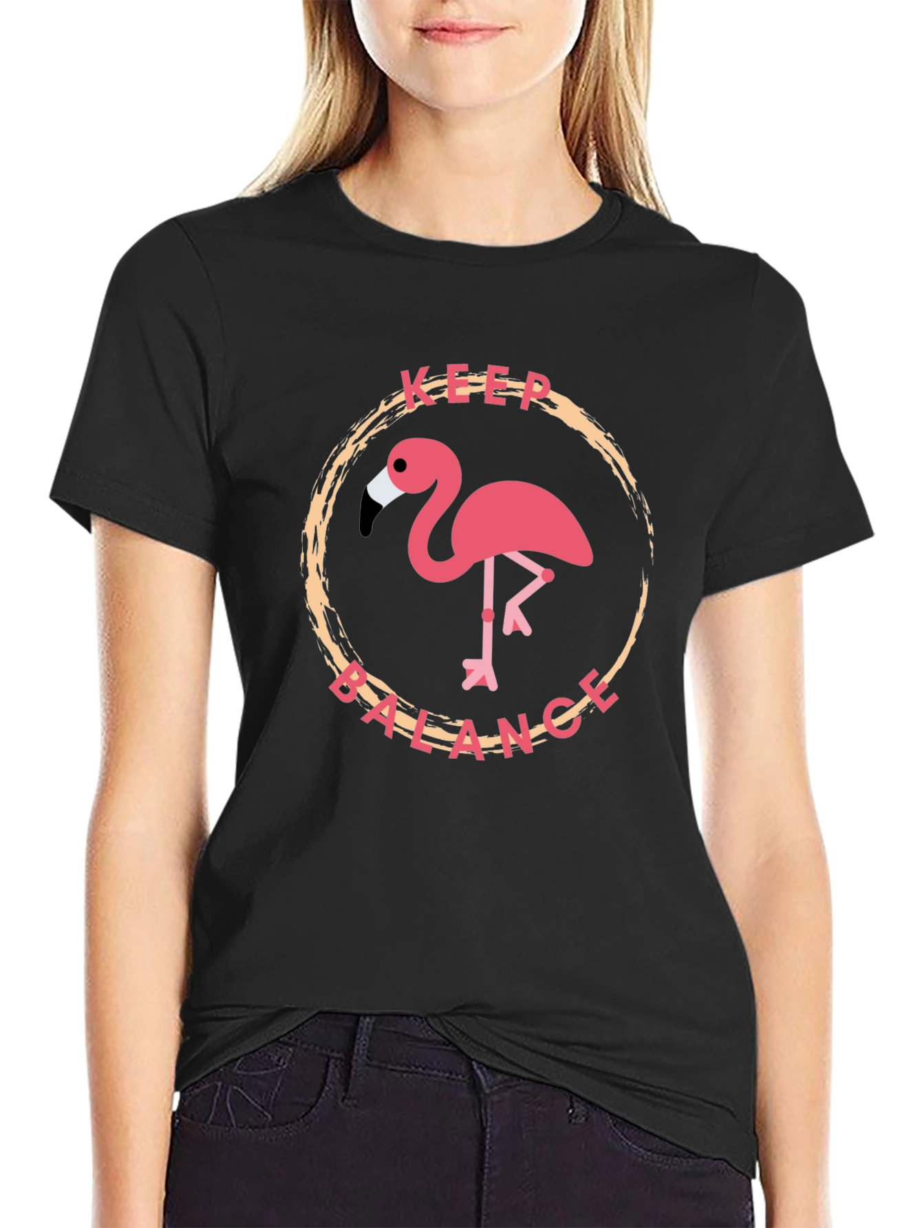 Keep Balance Flamingo Graphic T-Shirt