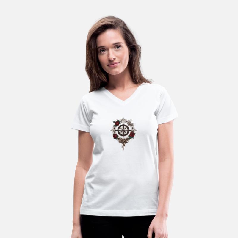 Tattoo_style_rose_compass_beautiful_evoking_spirit