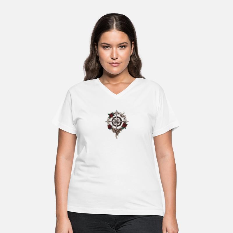 Tattoo_style_rose_compass_beautiful_evoking_spirit