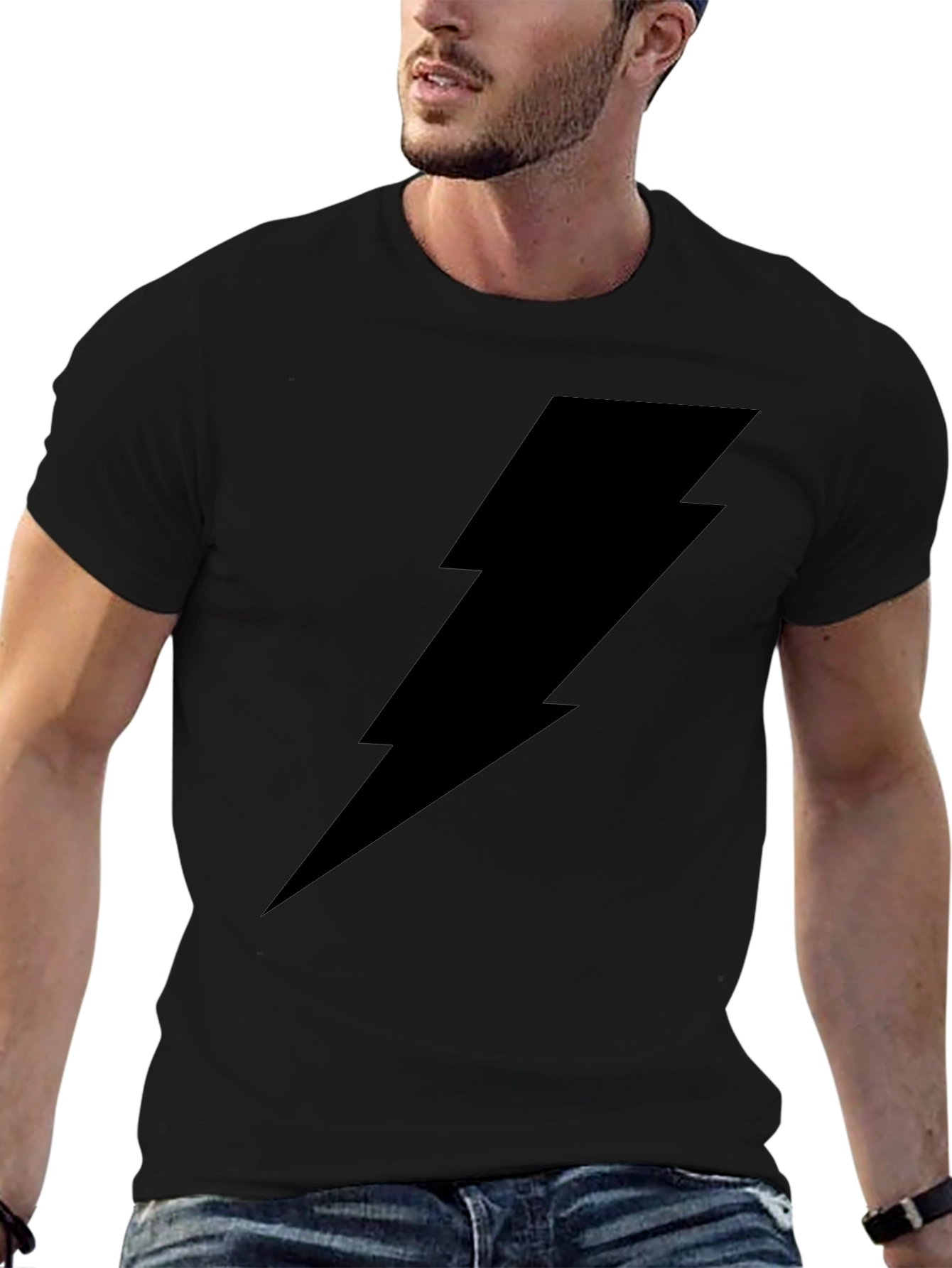 Black Lightning Bolt Graphic T-Shirt