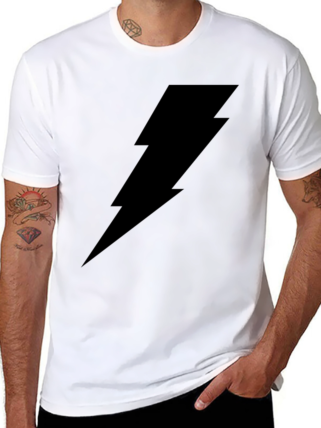 Black Lightning Bolt Graphic T-Shirt
