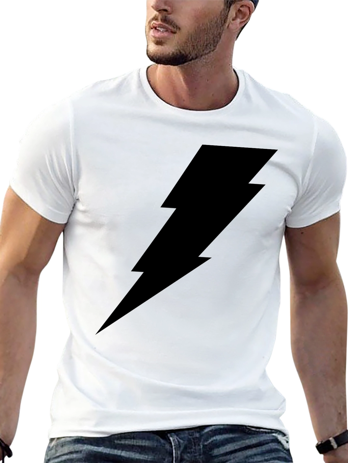 Black Lightning Bolt Graphic T-Shirt
