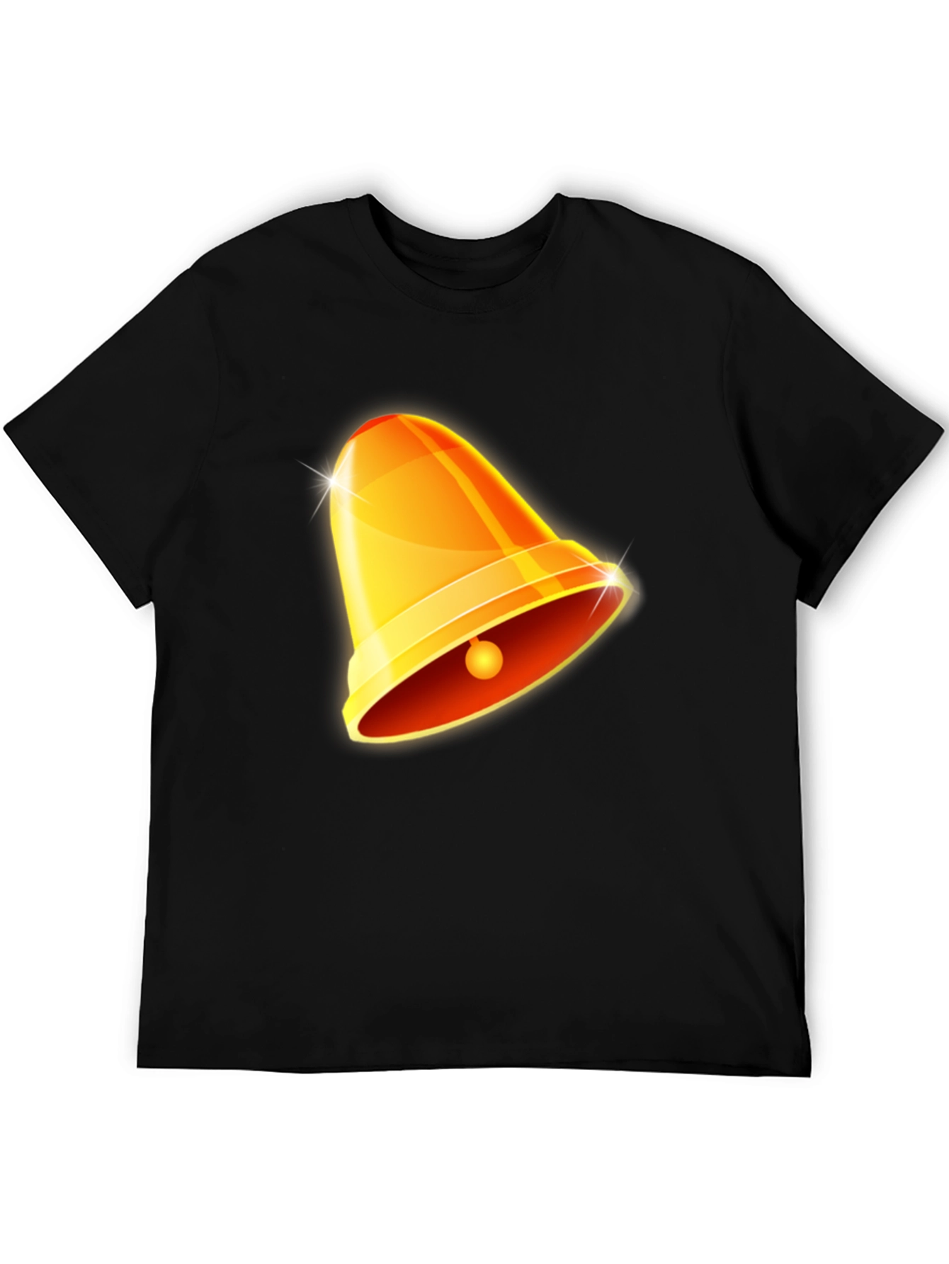 Golden Bell Graphic Tee - Black Cotton Casual Shirt