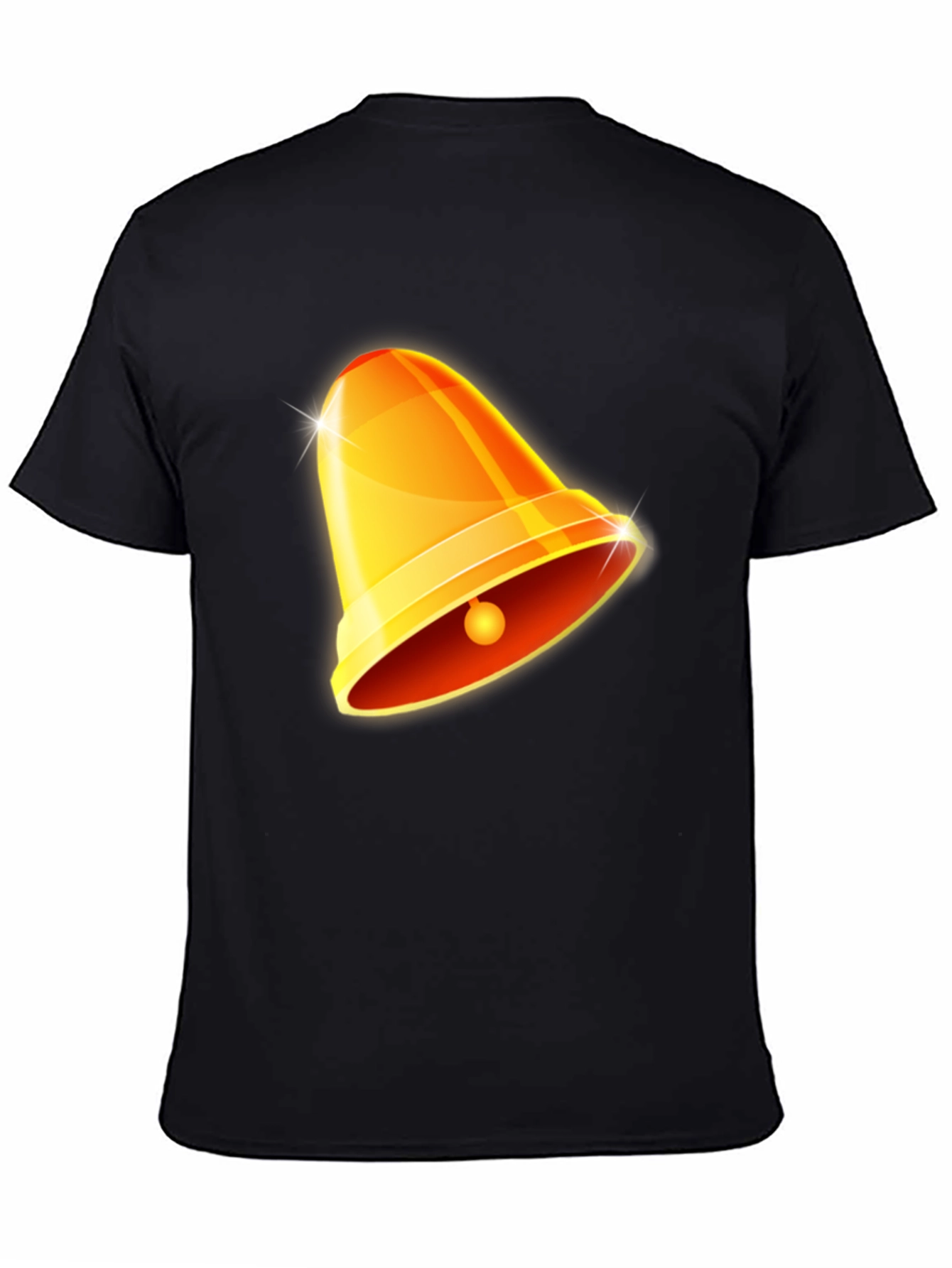 Golden Bell Graphic Tee - Black Cotton Casual Shirt