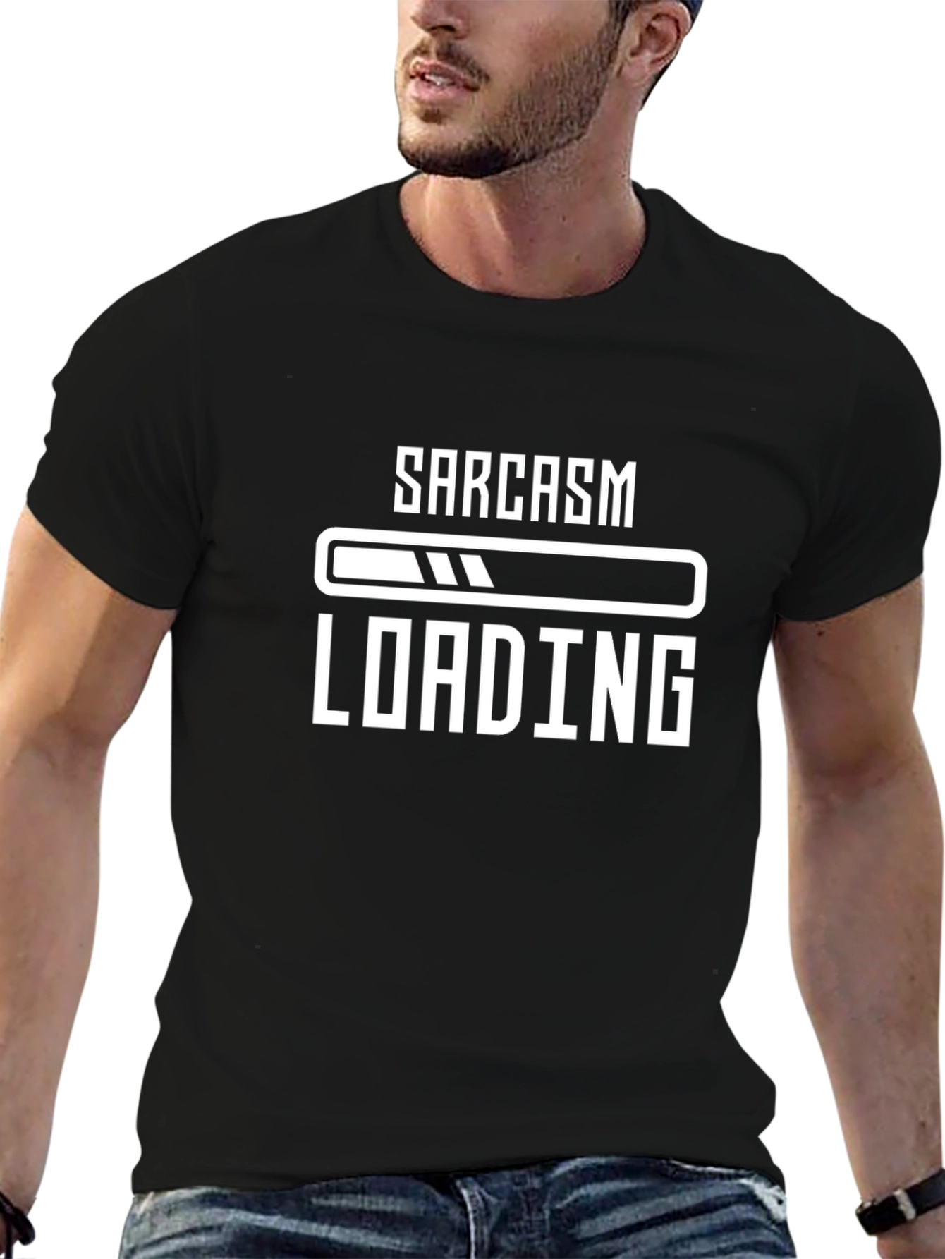 Sarcasm Loading Black Graphic Tee