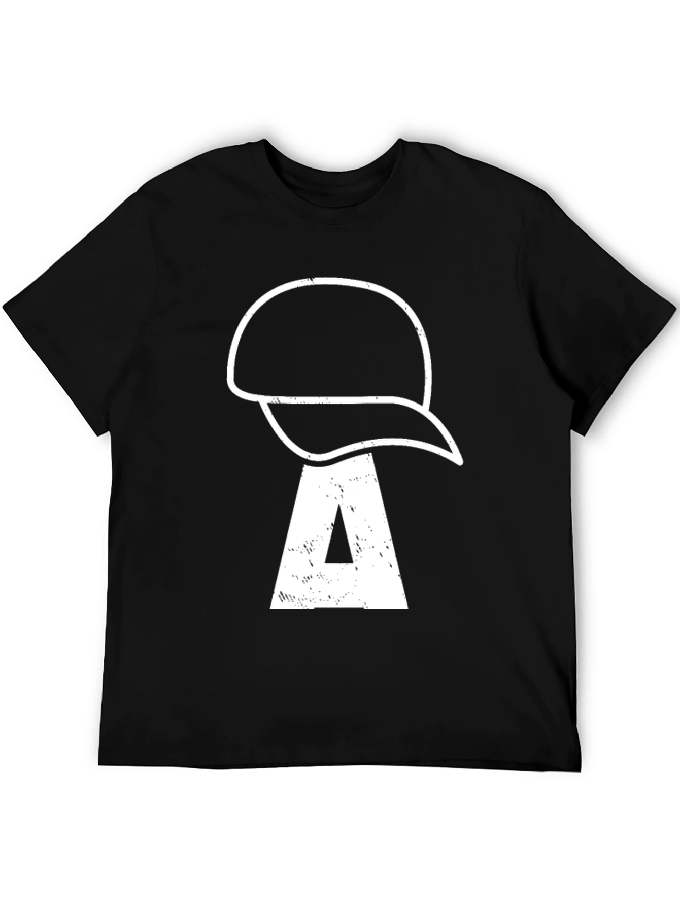 Black T-Shirt with Hat and Letter A Design