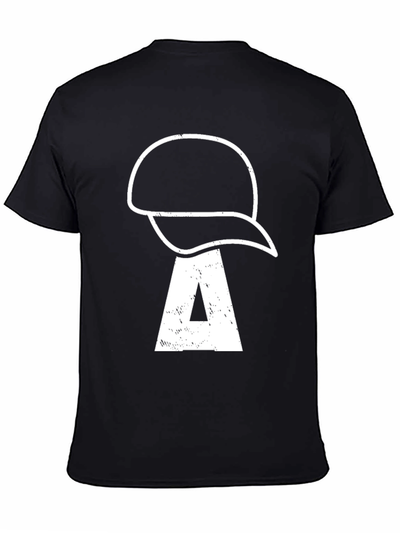 Black T-Shirt with Hat and Letter A Design