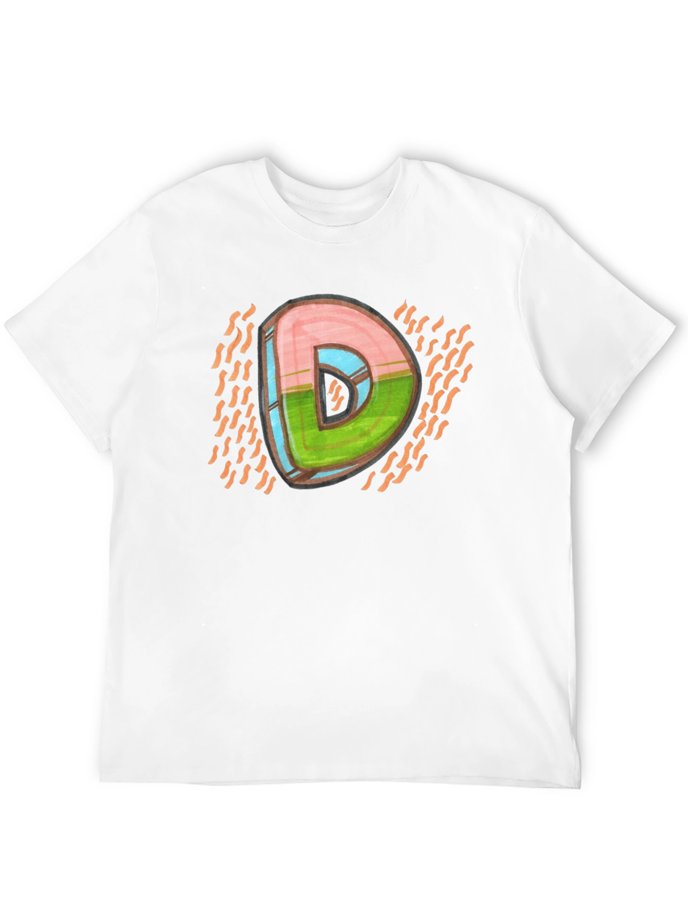 Abstract Letter D Graphic Tee - Unique Style