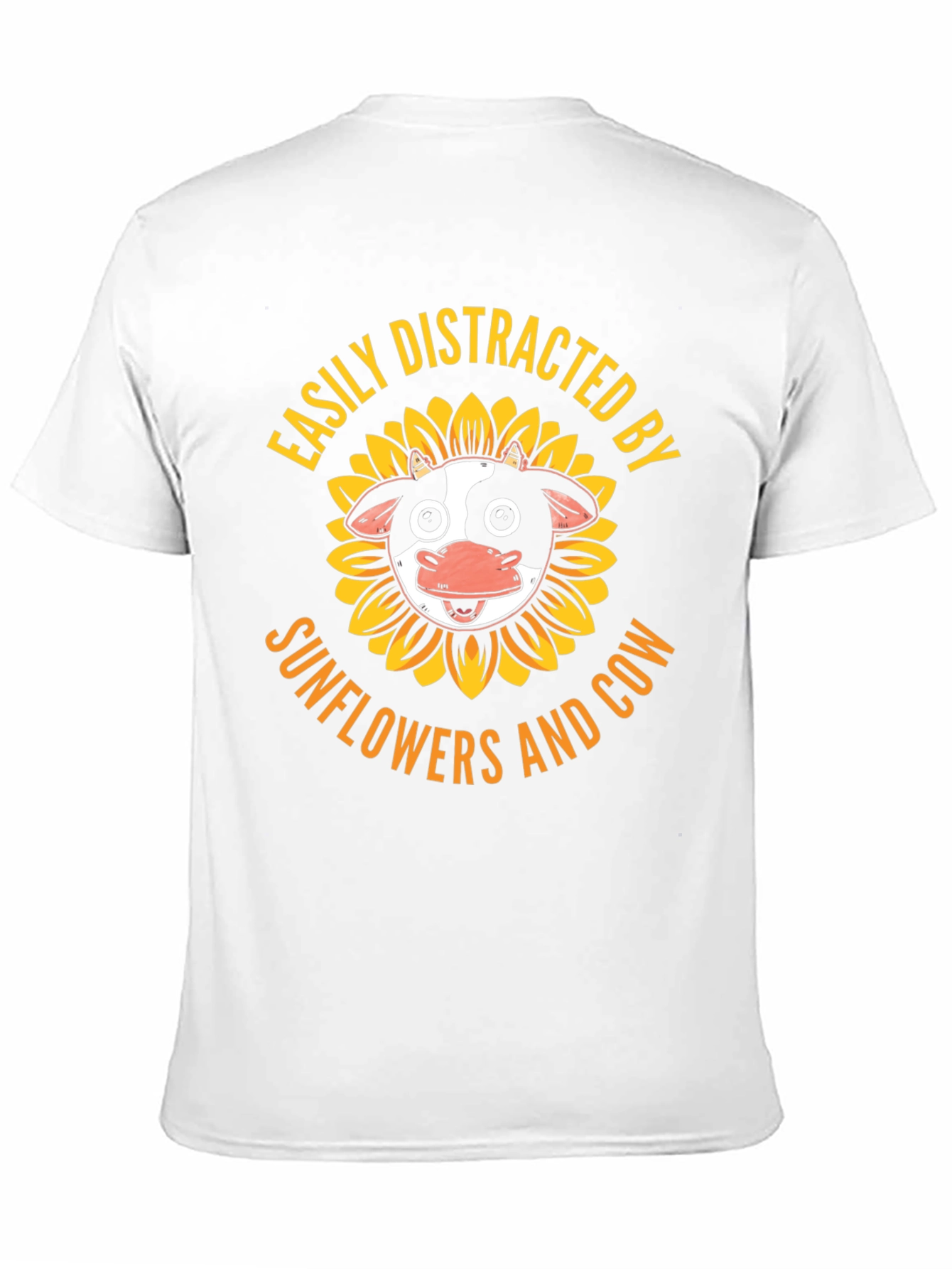 Easily Distracted By Sunflowers and Cow Graphic T-Shirt