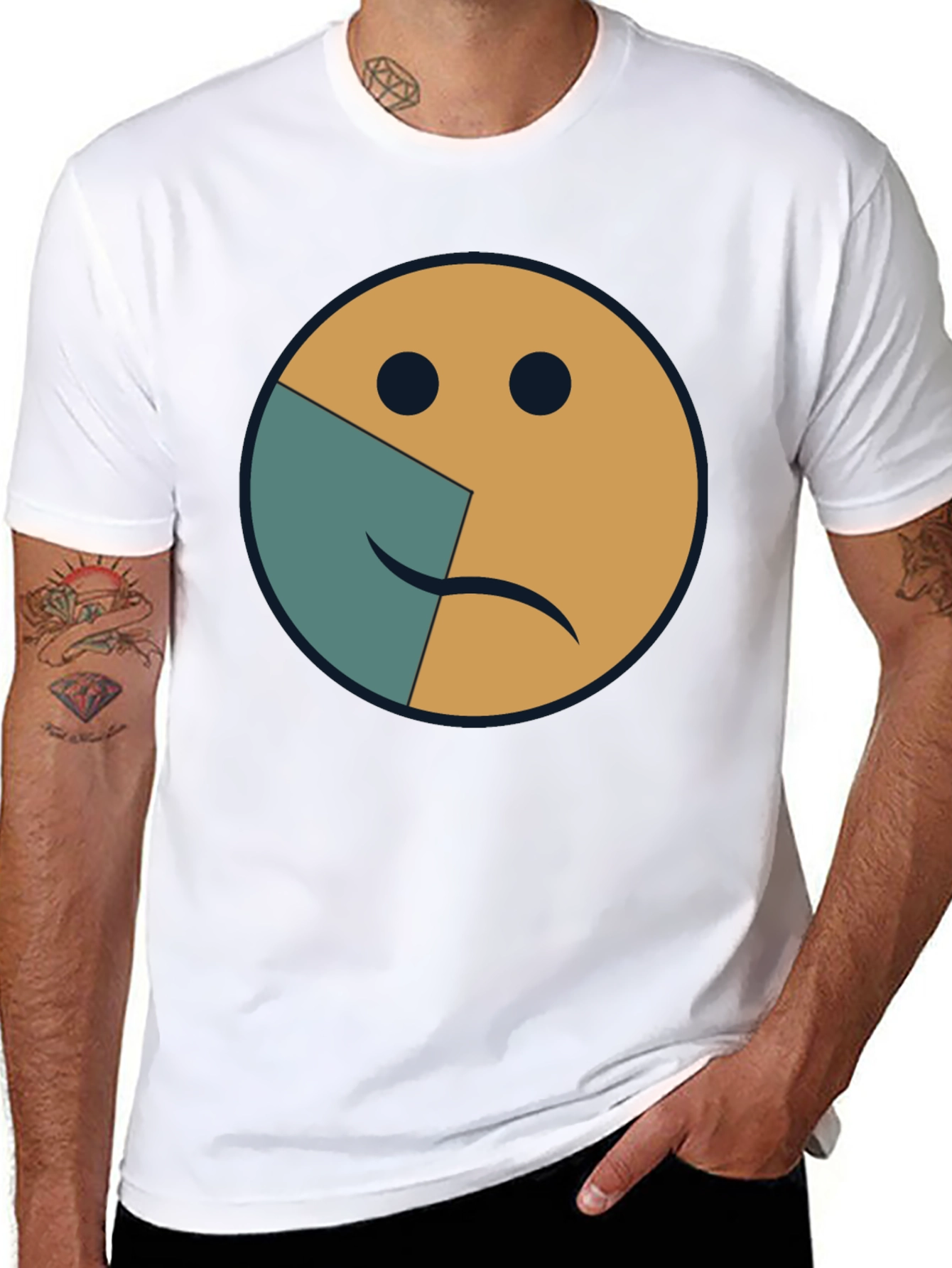Two-Faced Emoji Graphic Tee - Express Yourself!
