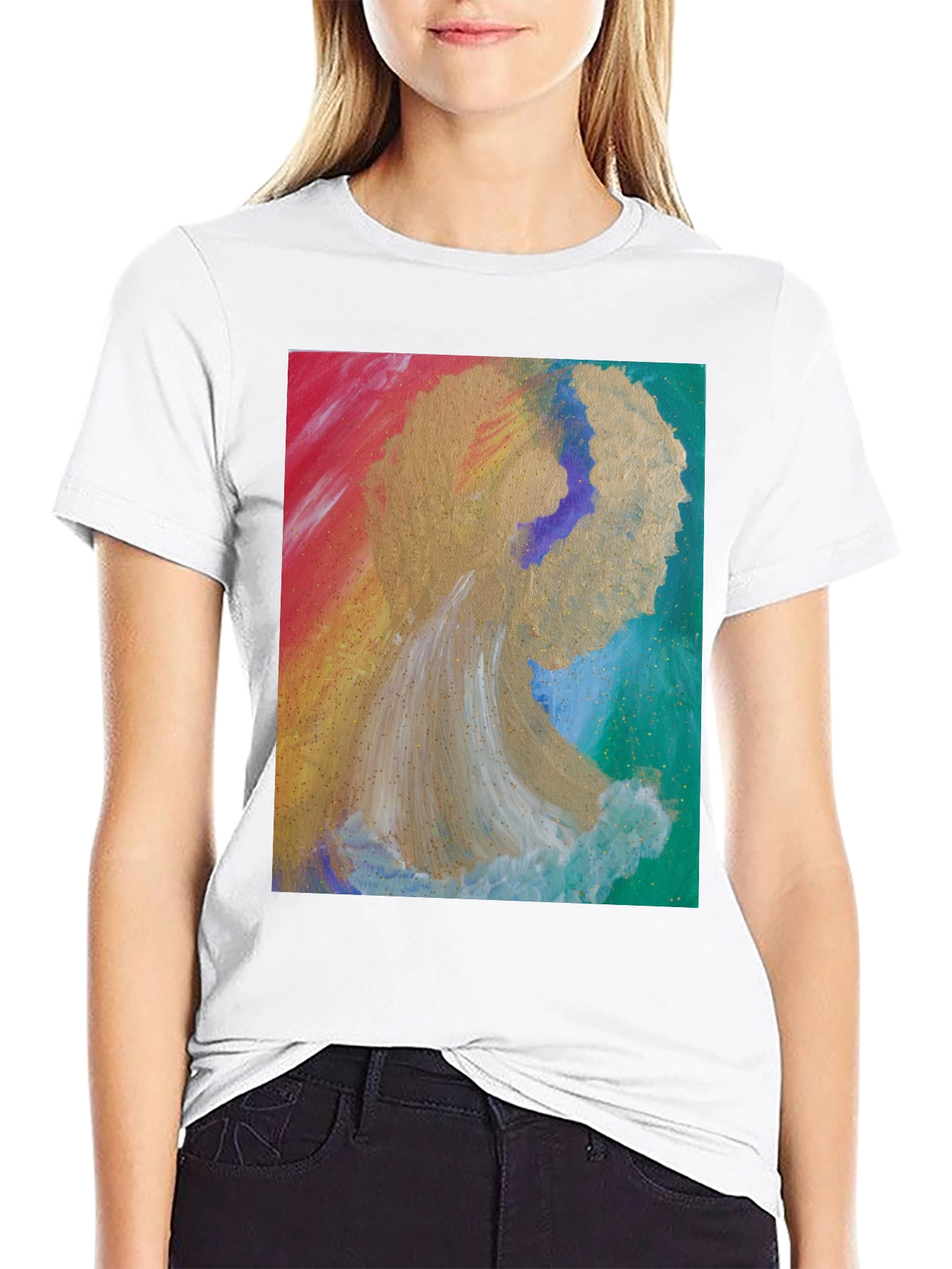 Abstract Angel Graphic Tee - Artistic Expression