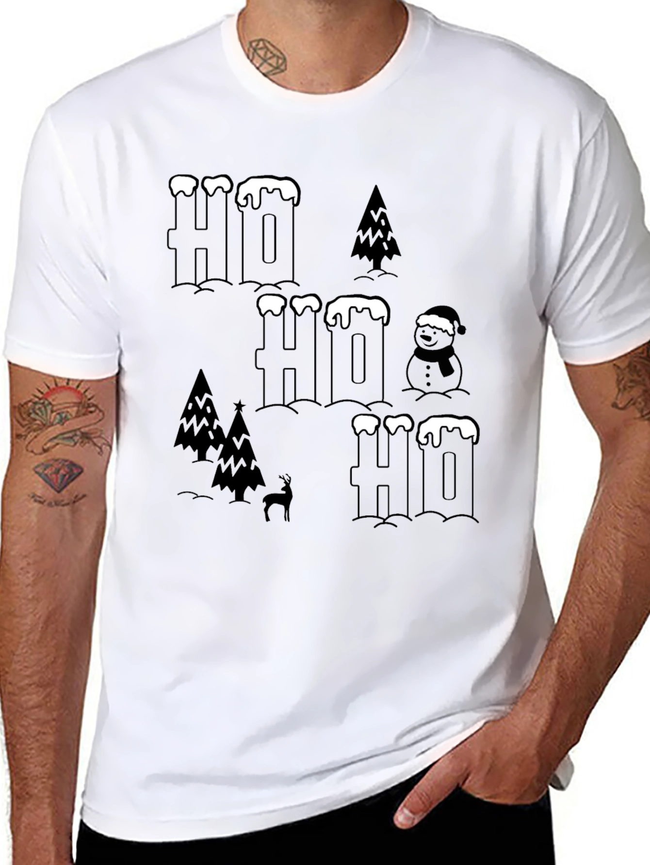 Festive Ho Ho Ho Christmas Graphic Tee