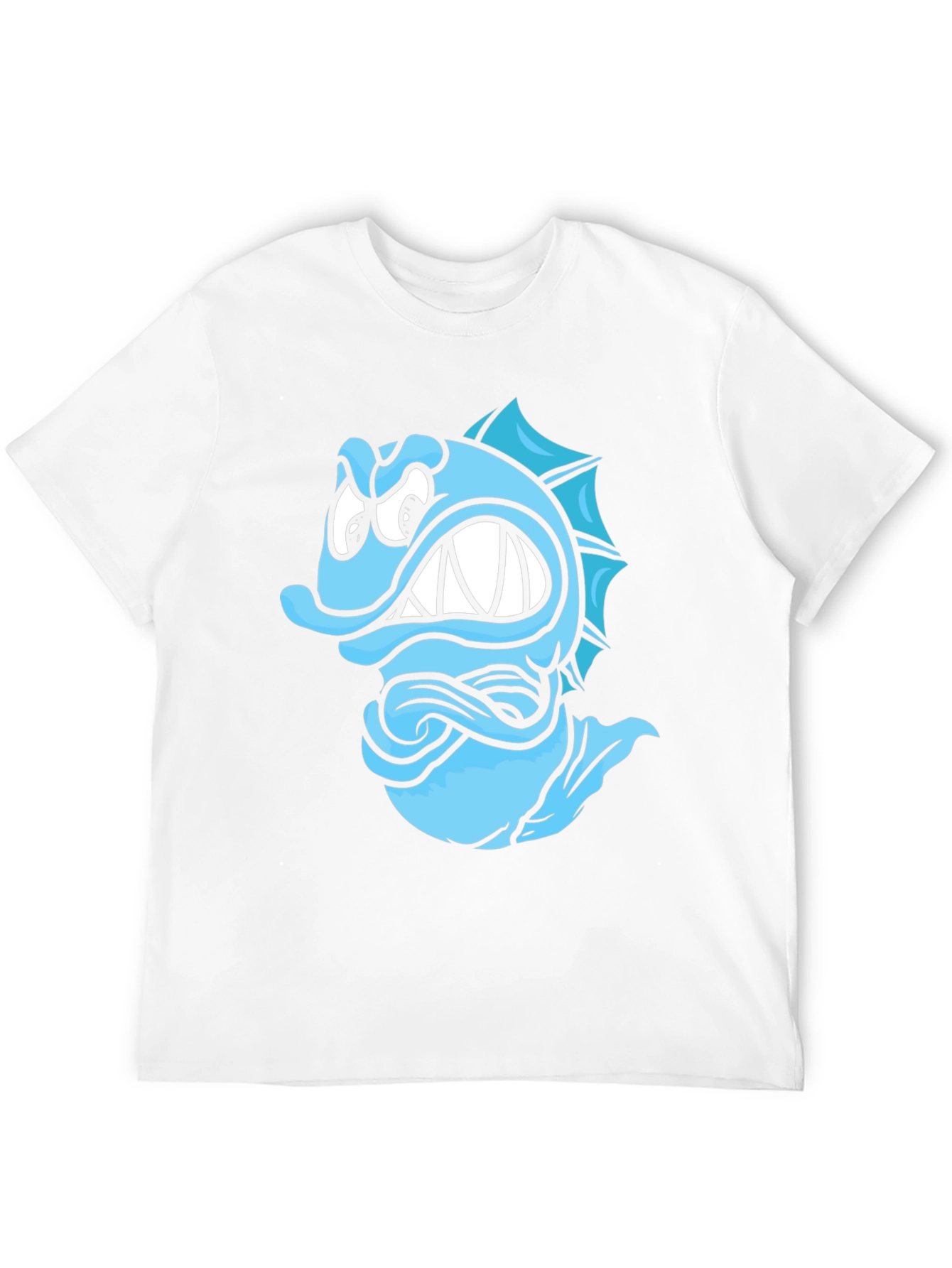 Angry Blue Fish Graphic T-Shirt