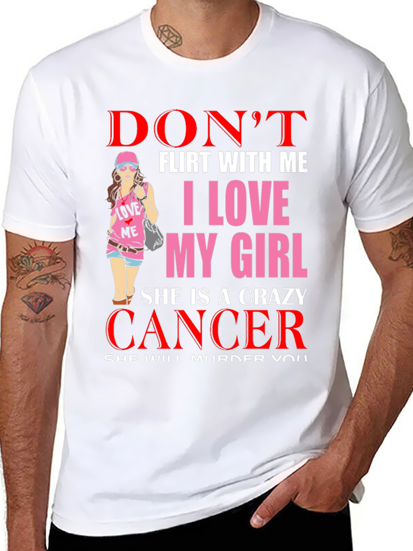 Dont Flirt Crazy Cancer Girl T-Shirt