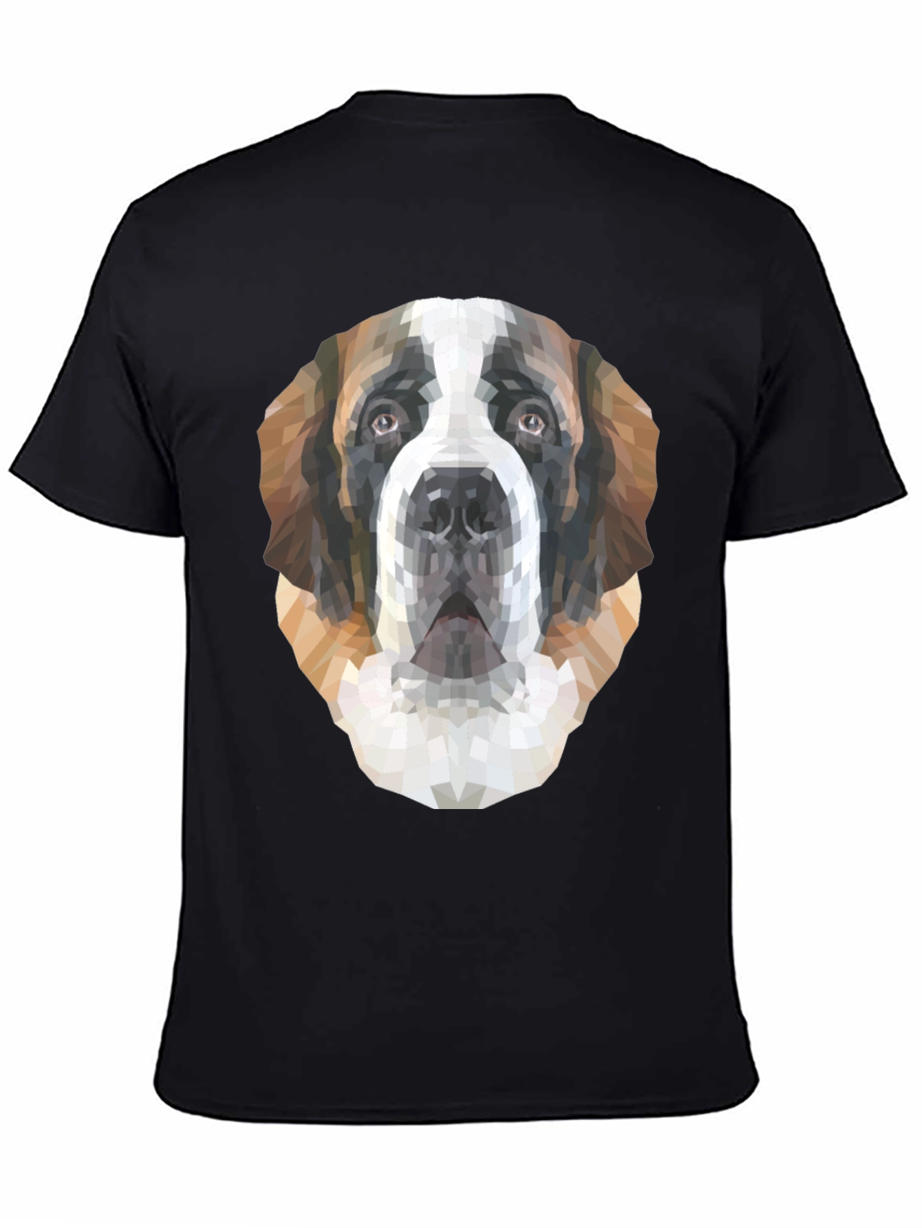 Geometric St. Bernard Dog Graphic T-Shirt - Black