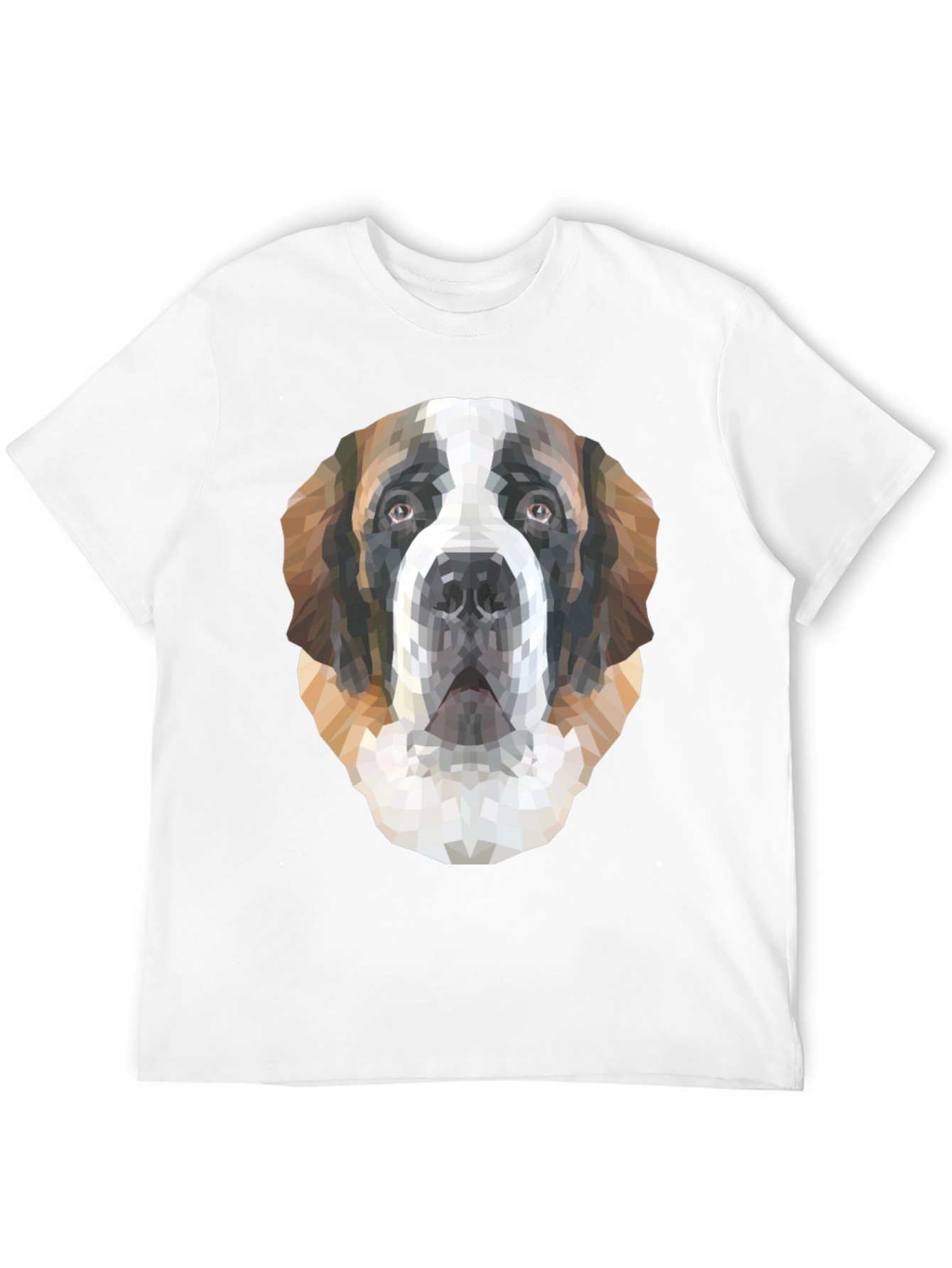 Geometric St. Bernard Dog Graphic T-Shirt - Black