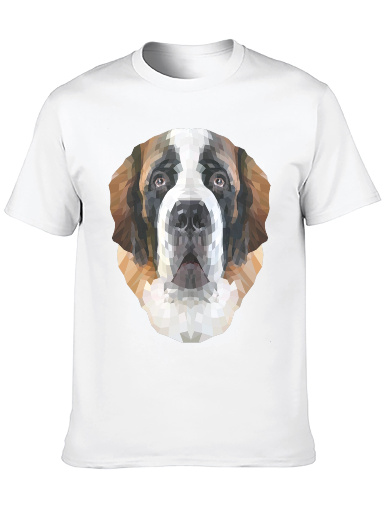 Geometric St. Bernard Dog Graphic T-Shirt - Black