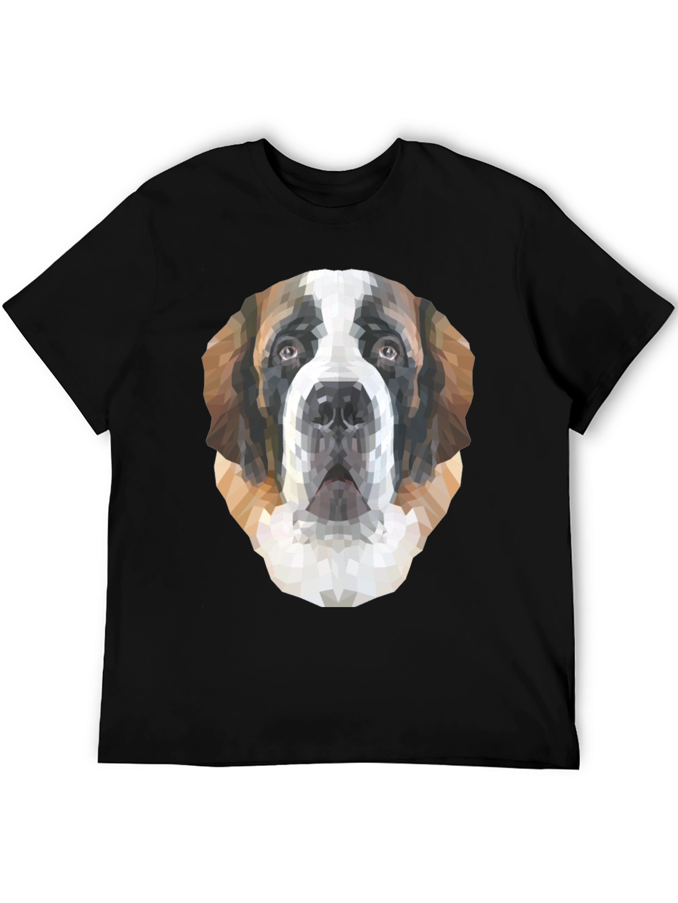 Geometric St. Bernard Dog Graphic T-Shirt - Black