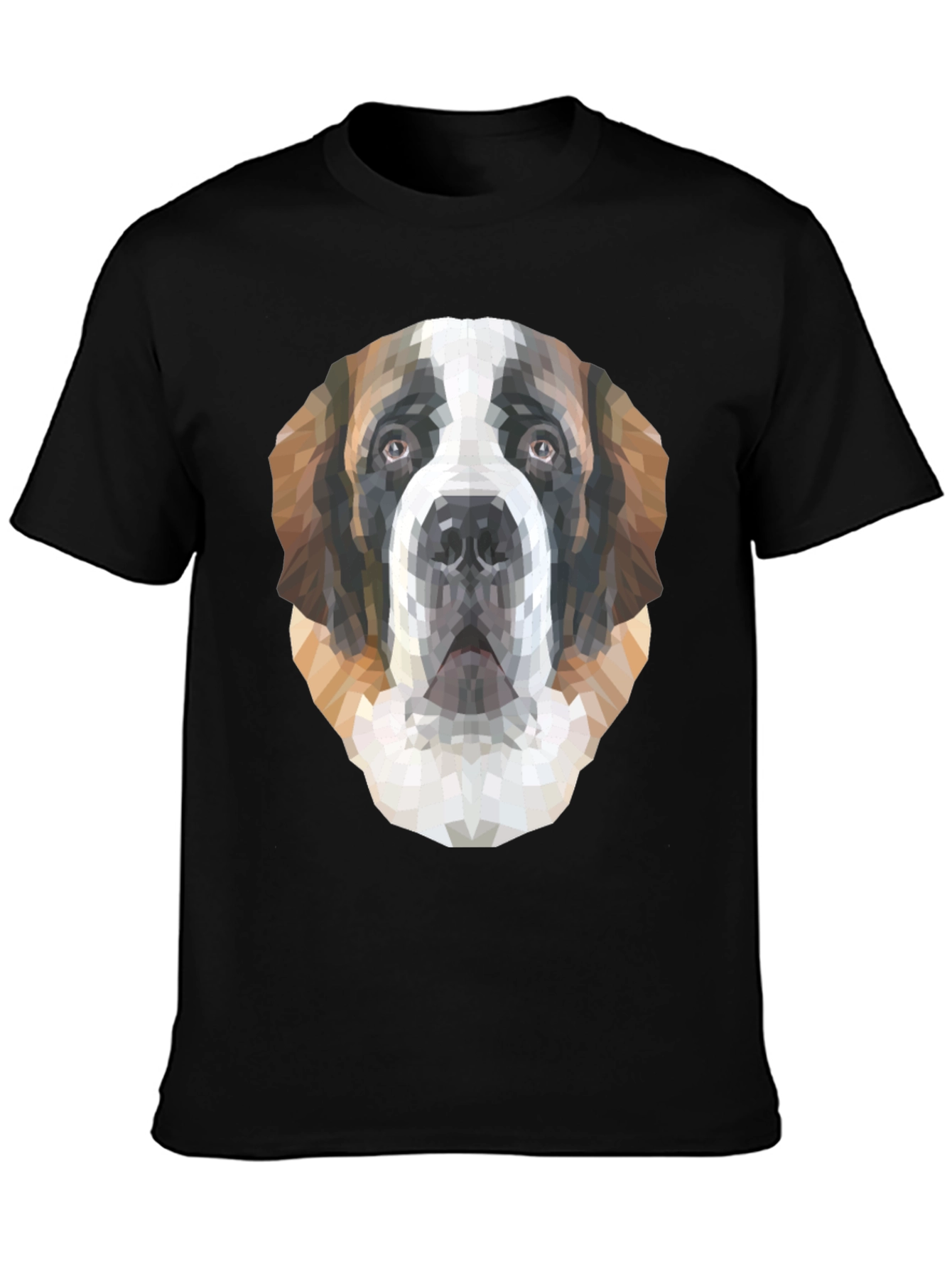 Geometric St. Bernard Dog Graphic T-Shirt - Black
