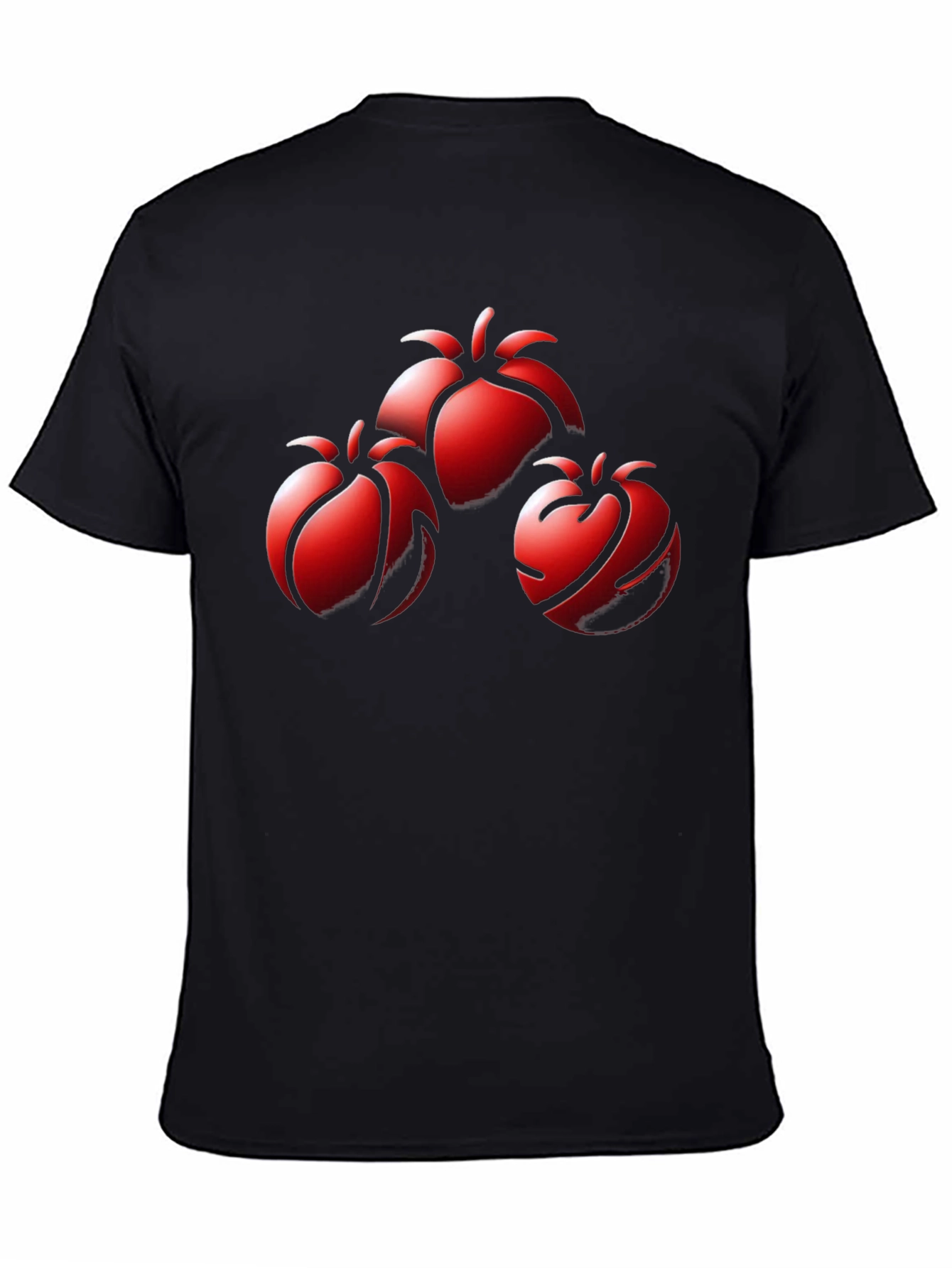 Red Fruit Graphic Black T-Shirt