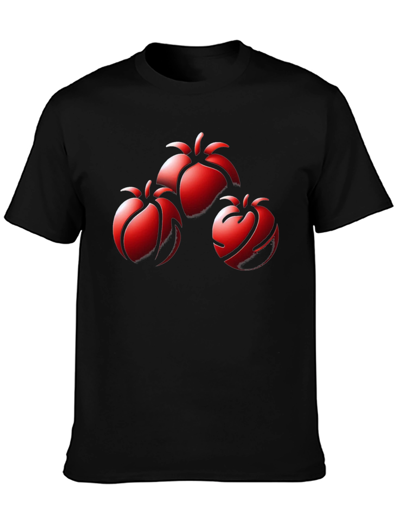 Red Fruit Graphic Black T-Shirt
