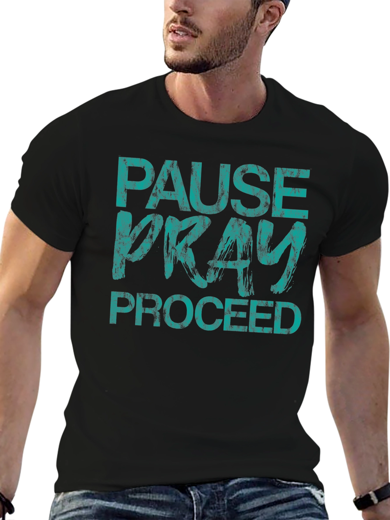Pause Pray Proceed Graphic Tee - Inspiring Black T-Shirt