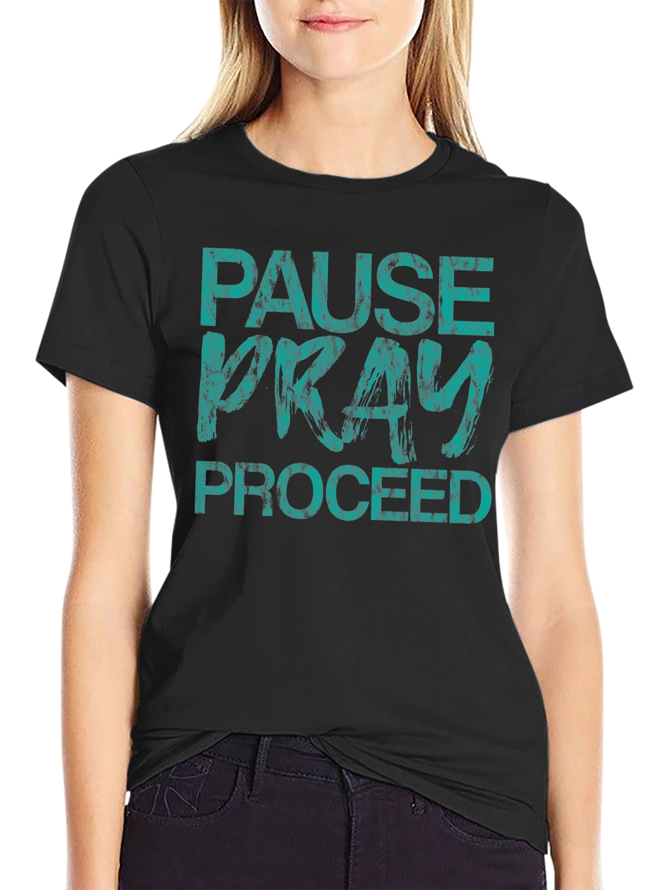 Pause Pray Proceed Graphic Tee - Inspiring Black T-Shirt