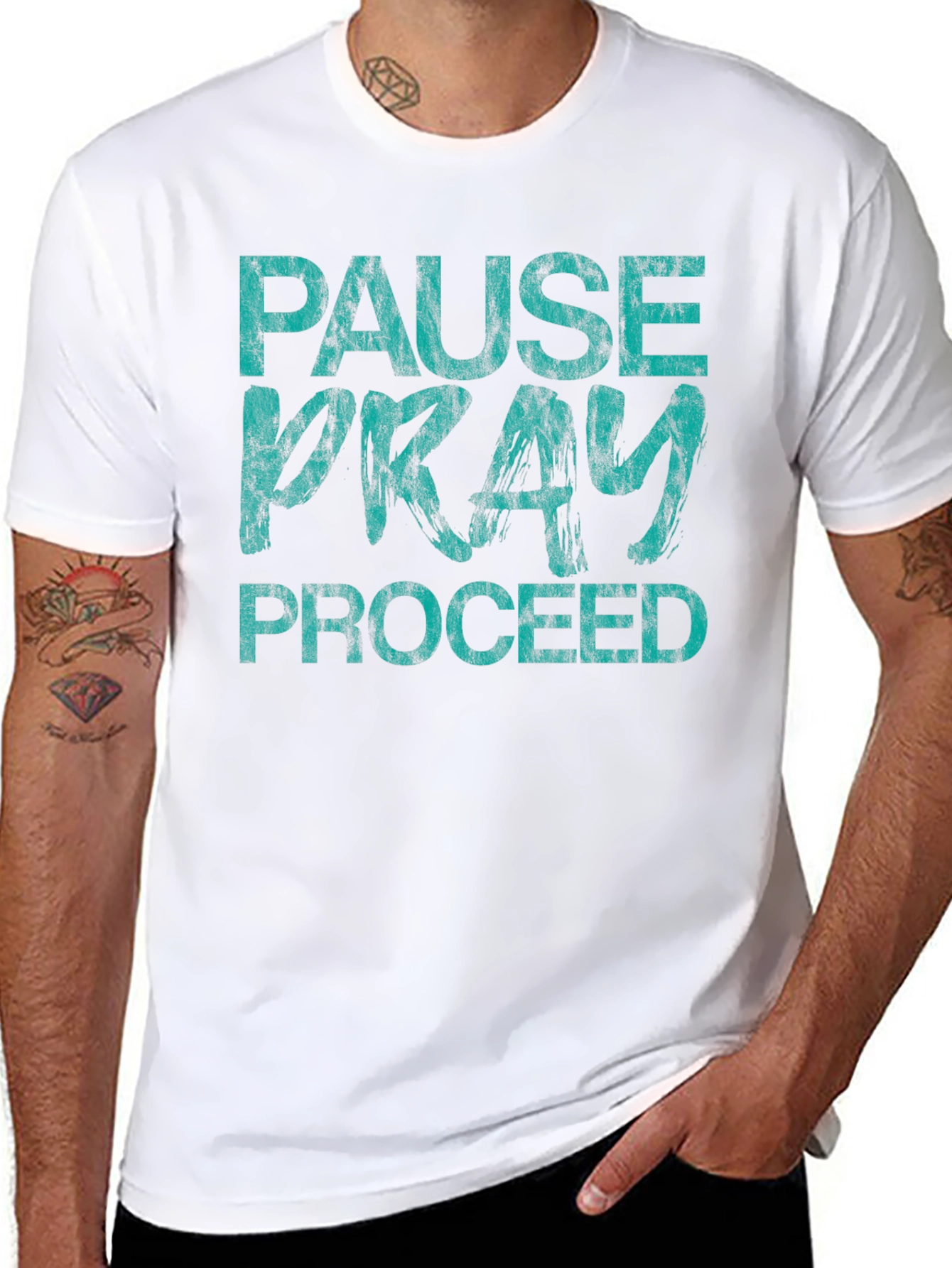 Pause Pray Proceed Graphic Tee - Inspiring Black T-Shirt