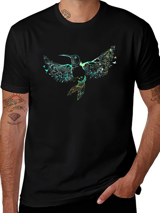 Hummingbird Graphic Print T-Shirt - Casual Style