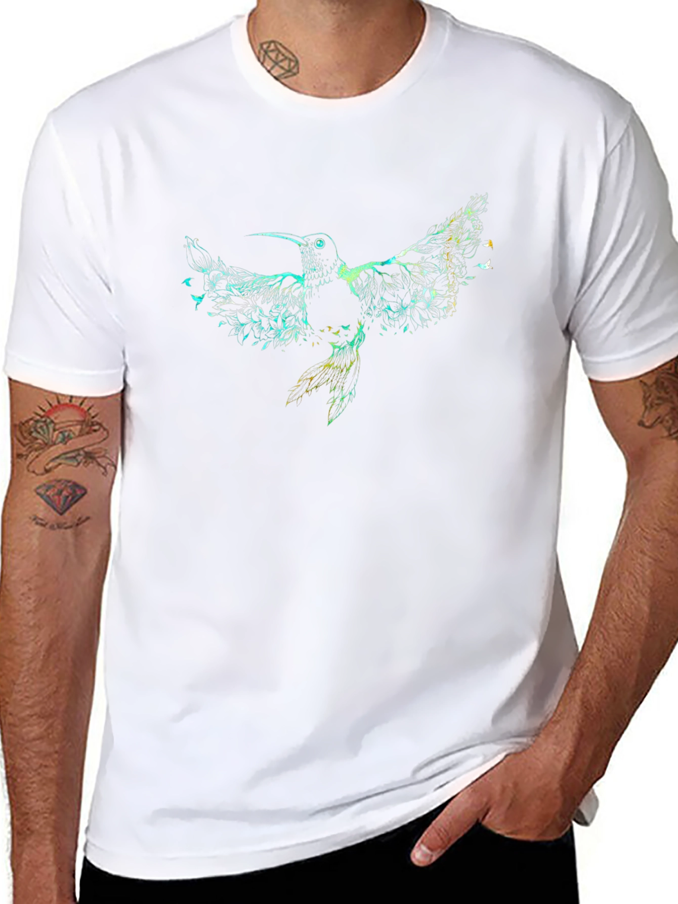 Hummingbird Graphic Print T-Shirt - Casual Style