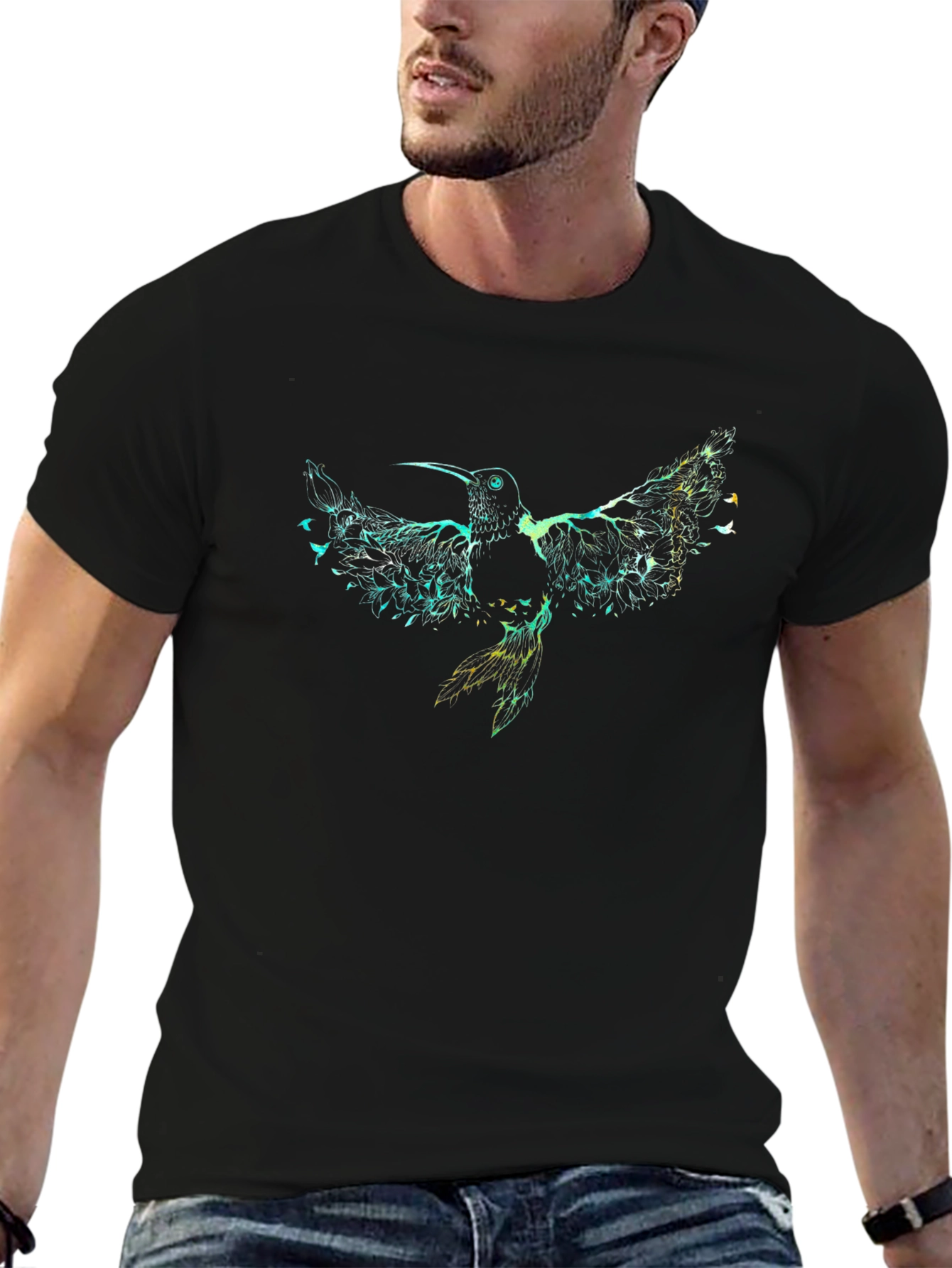 Hummingbird Graphic Print T-Shirt - Casual Style