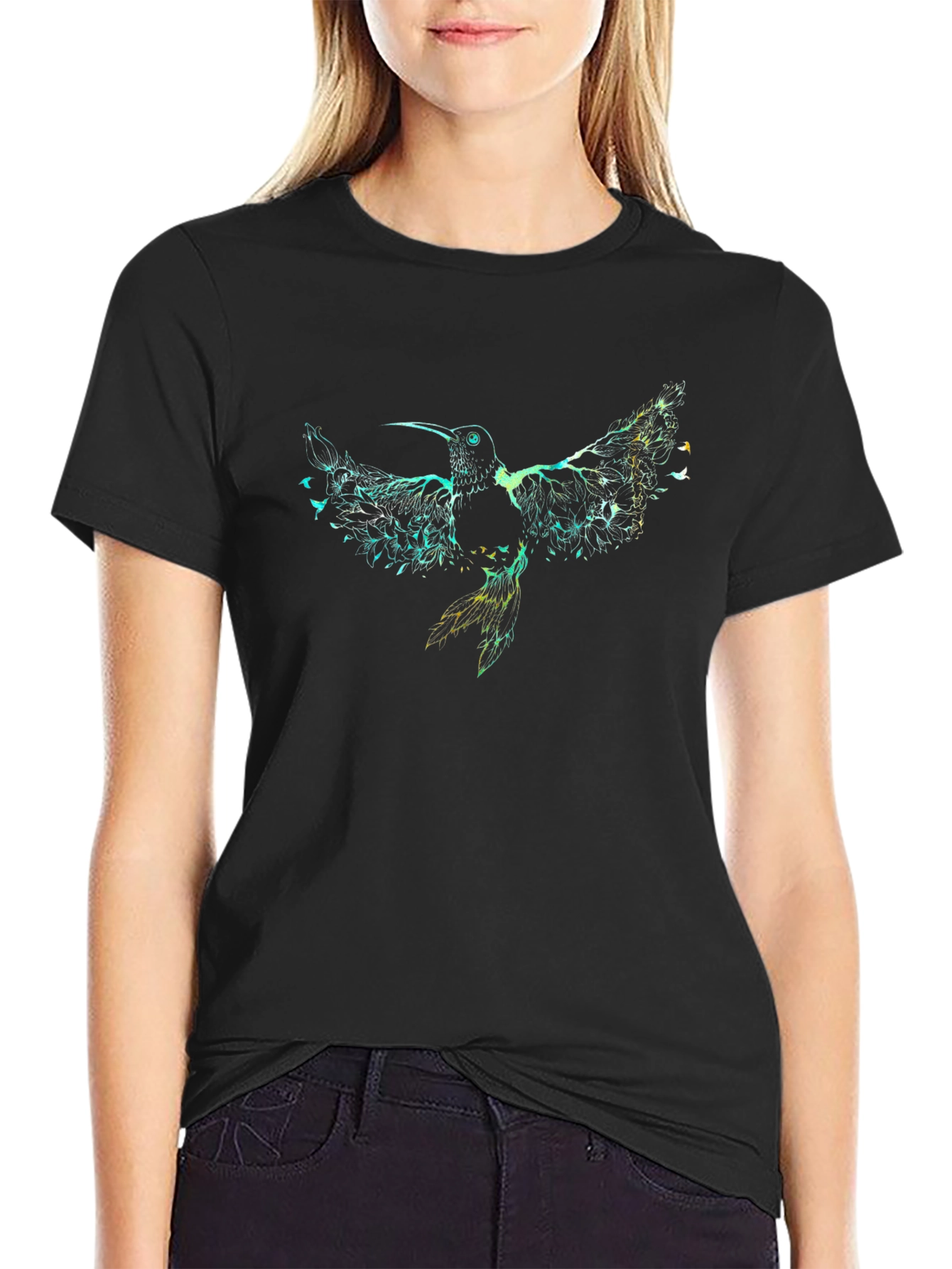 Hummingbird Graphic Print T-Shirt - Casual Style