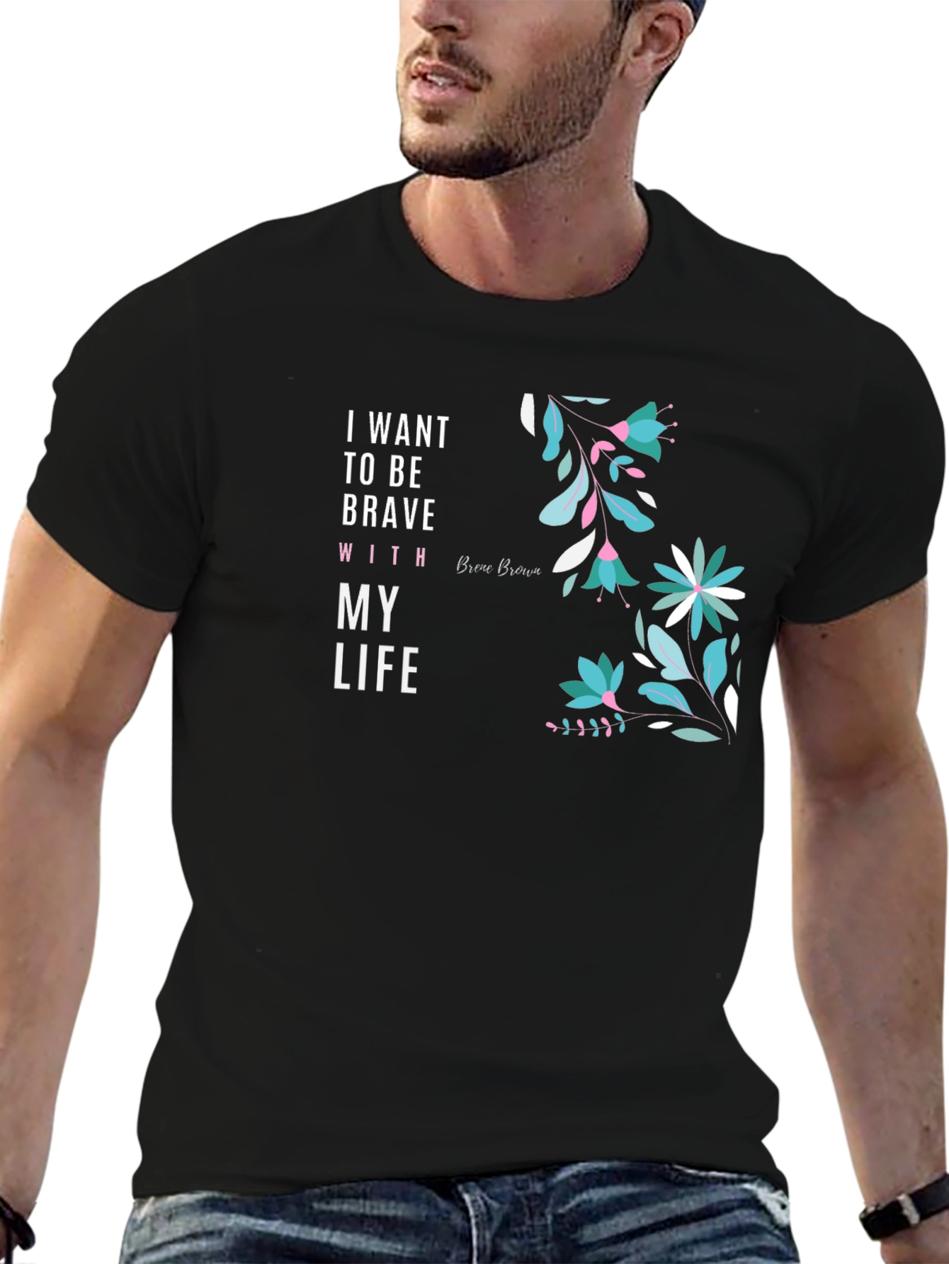 Brave Life Floral Graphic Tee - Black