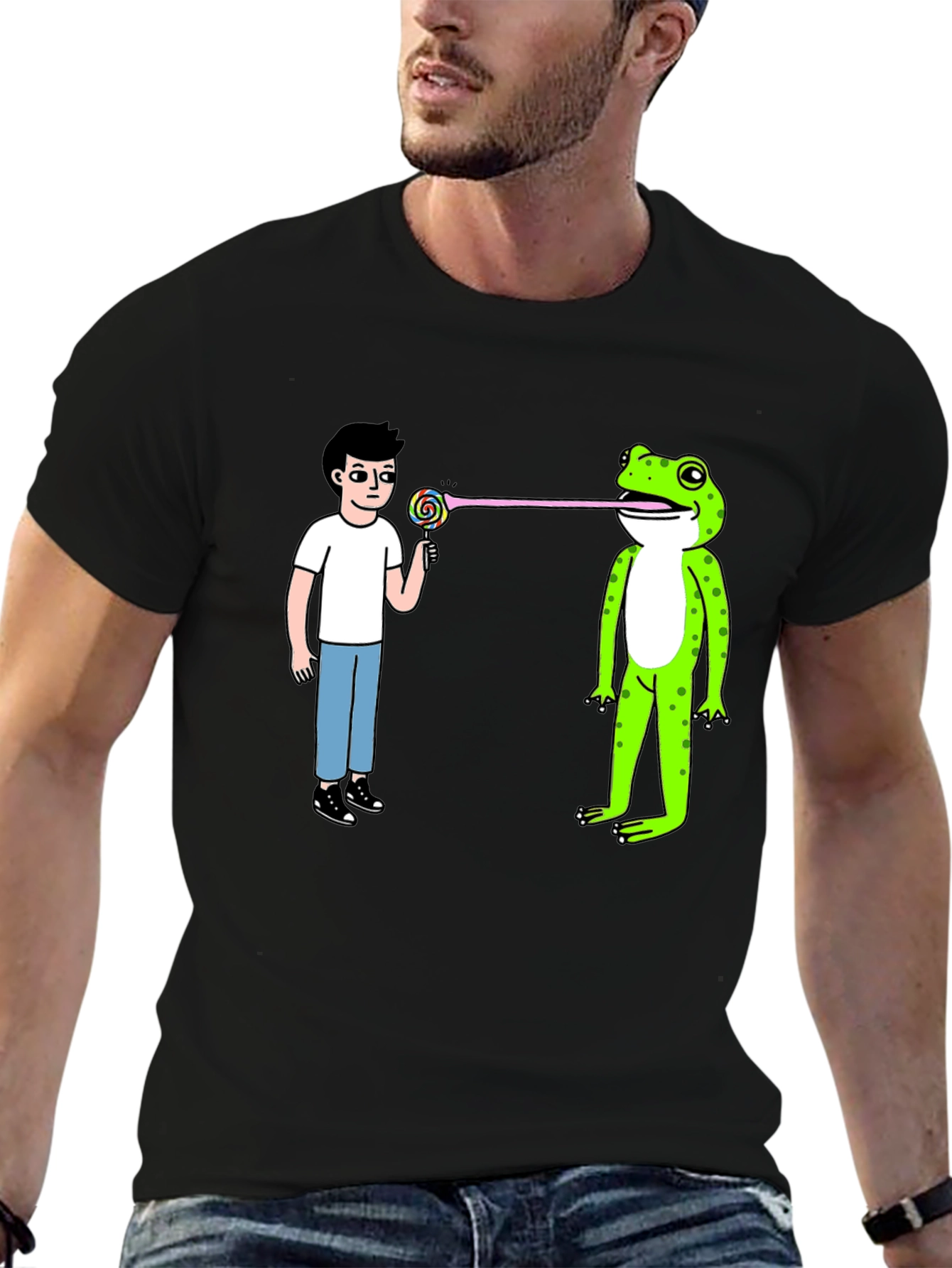 Funny Frog Lollipop Graphic T-Shirt
