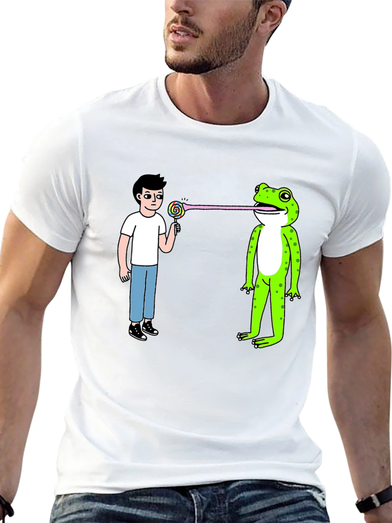 Funny Frog Lollipop Graphic T-Shirt