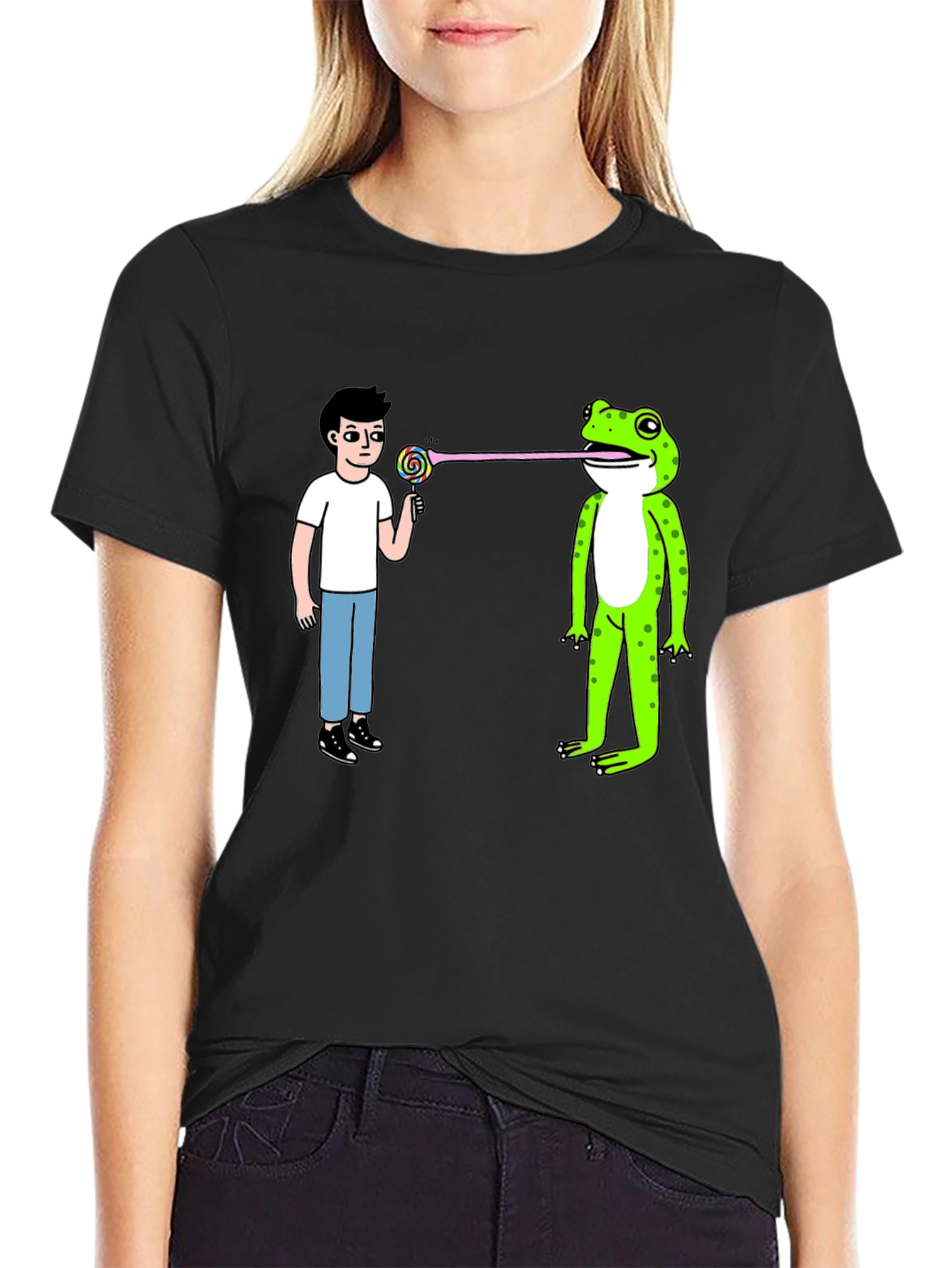 Funny Frog Lollipop Graphic T-Shirt