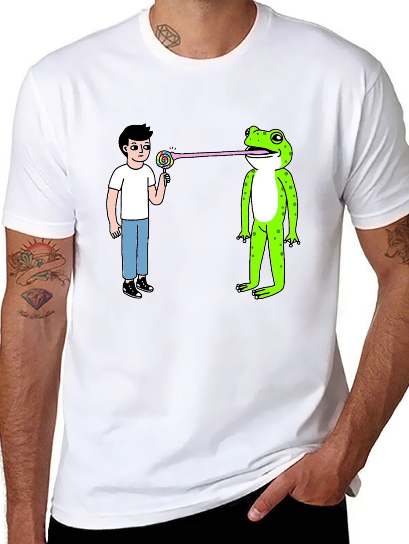 Funny Frog Lollipop Graphic T-Shirt