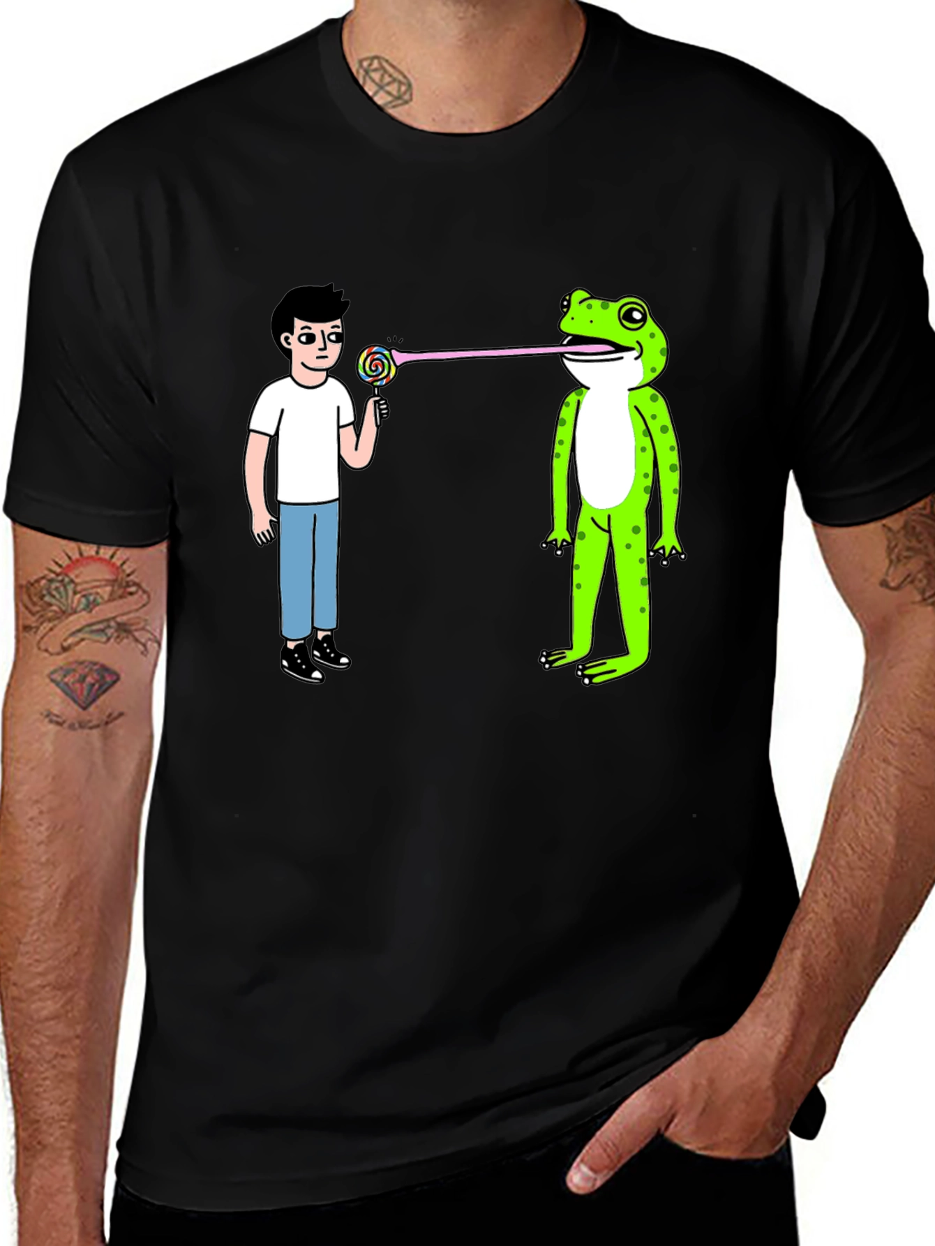 Funny Frog Lollipop Graphic T-Shirt