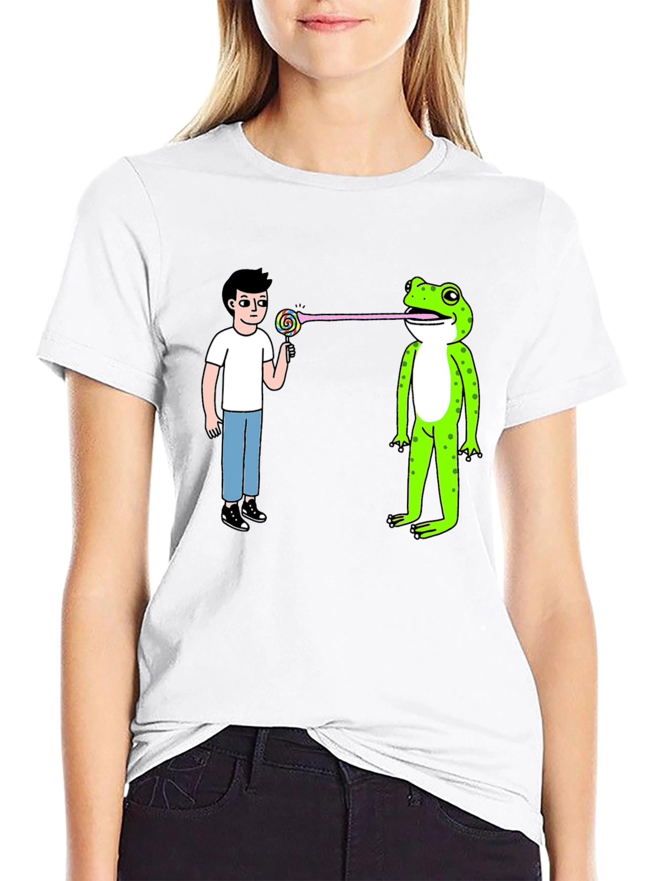 Funny Frog Lollipop Graphic T-Shirt