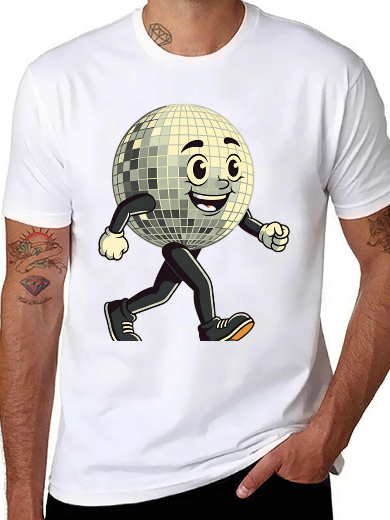 Retro Disco Ball Run T-Shirt - Groovy Design