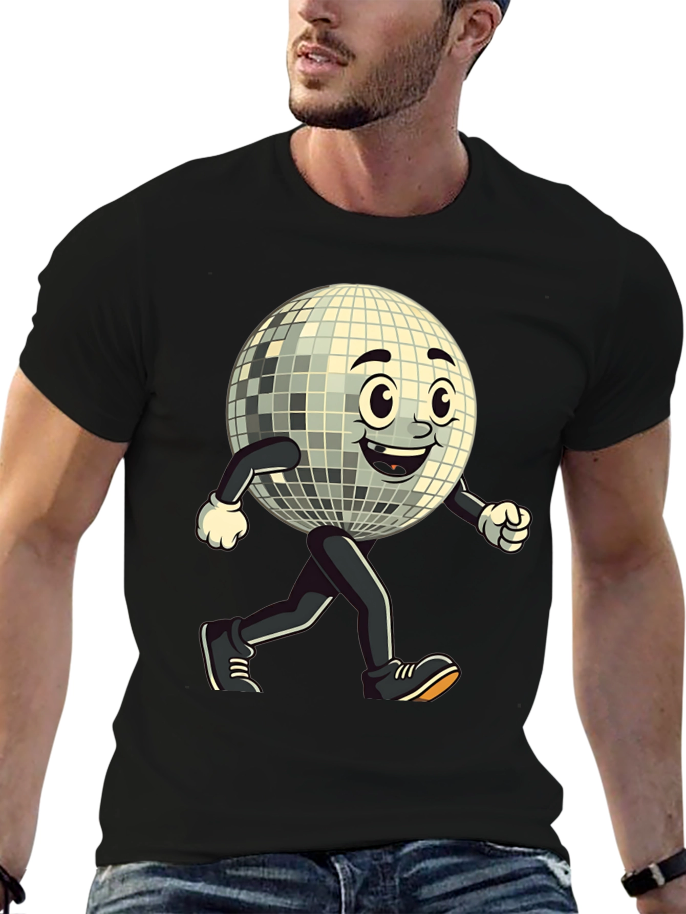 Retro Disco Ball Run T-Shirt - Groovy Design