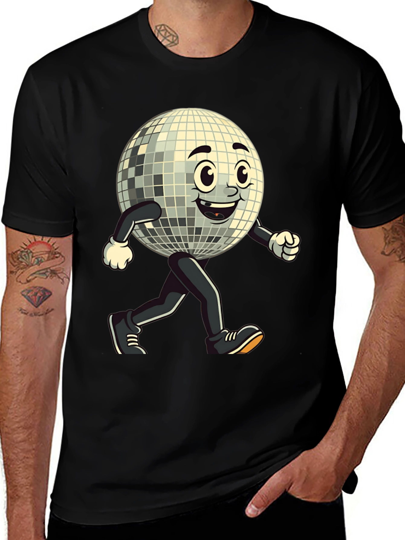 Retro Disco Ball Run T-Shirt - Groovy Design