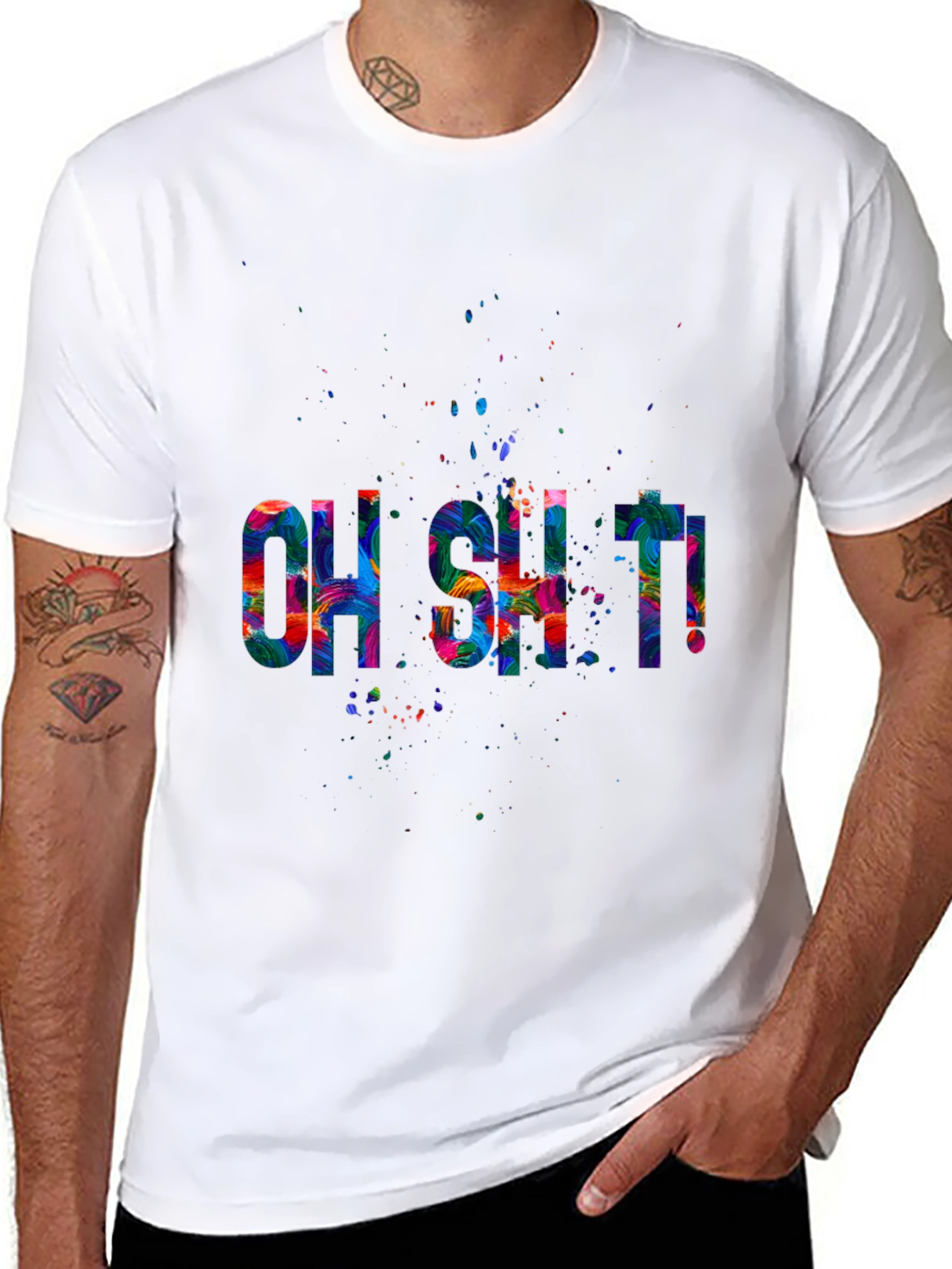 Oh Shit! Graphic Print Mens Black T-Shirt