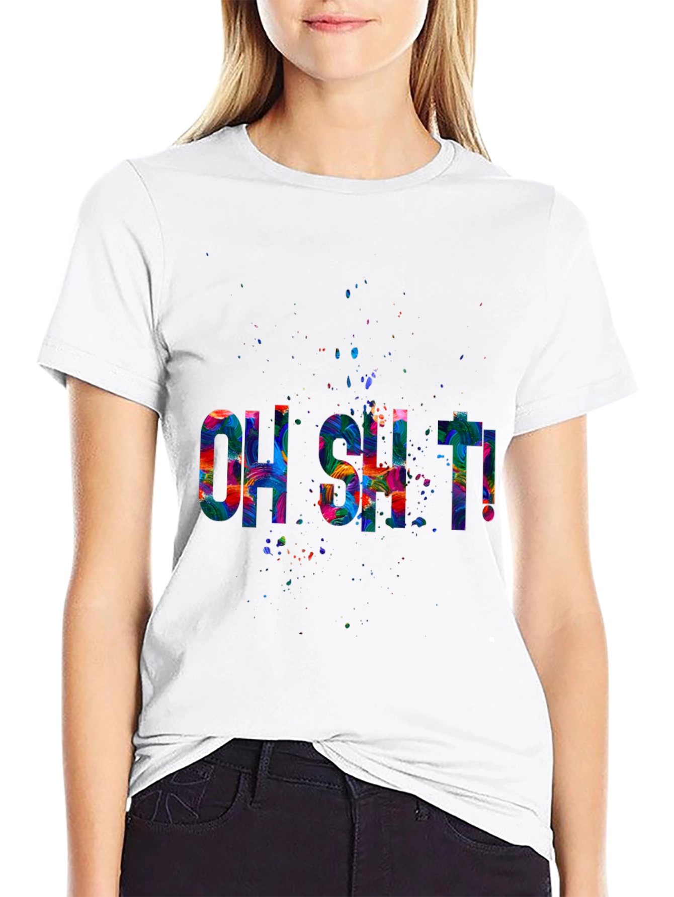 Oh Shit! Graphic Print Mens Black T-Shirt