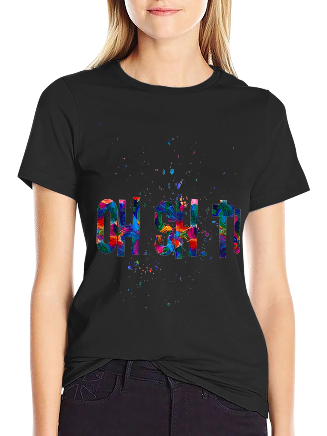 Oh Shit! Graphic Print Mens Black T-Shirt